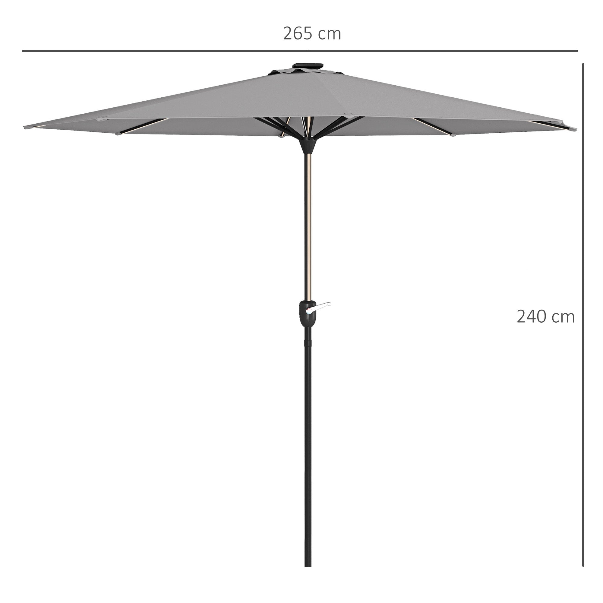 Chapéu de Sol de Jardim Ø265x240 cm - Cinza Claro
