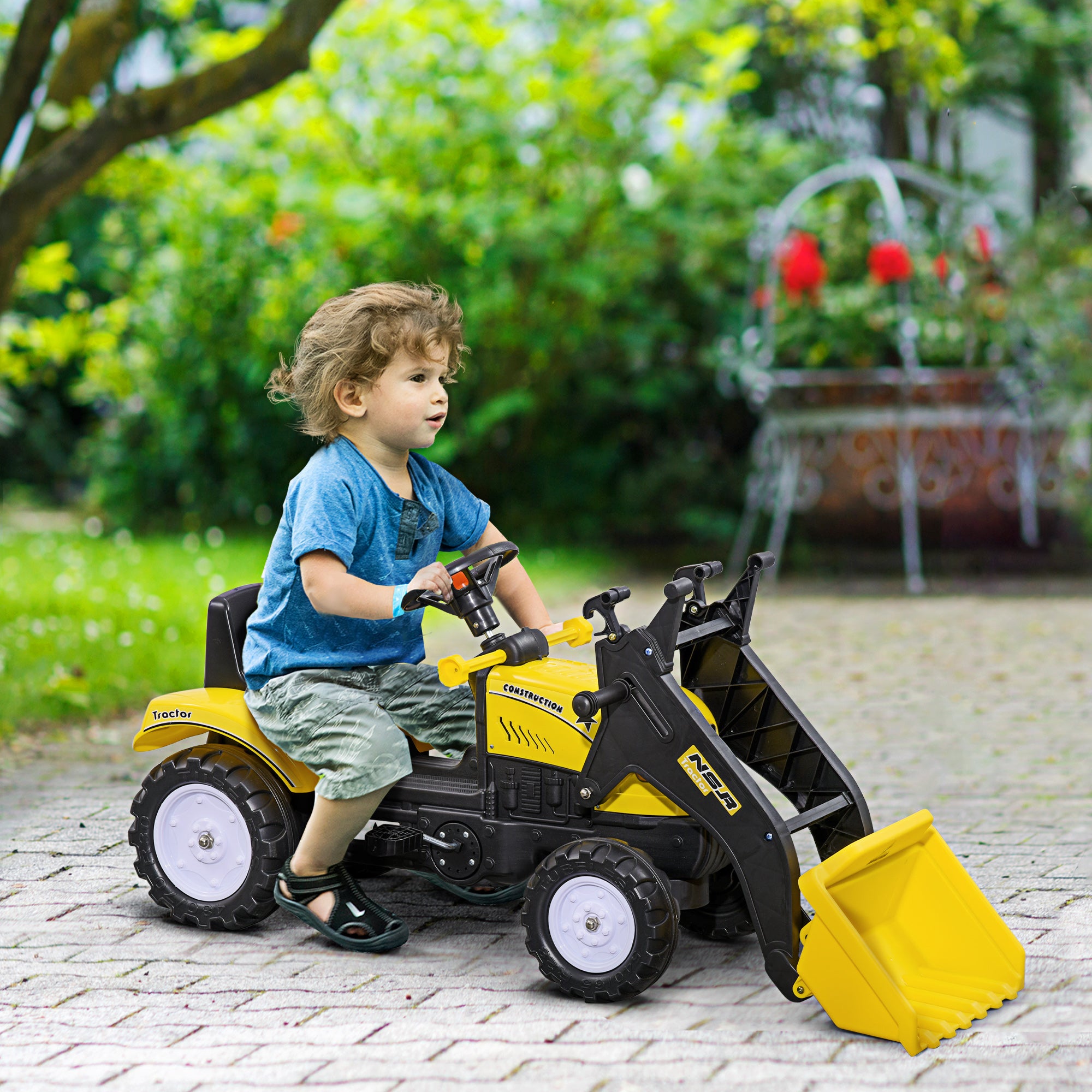 Trator Infantil a Pedal – 114x41x52 cm – Amarelo e Preto – Aço e Plástico