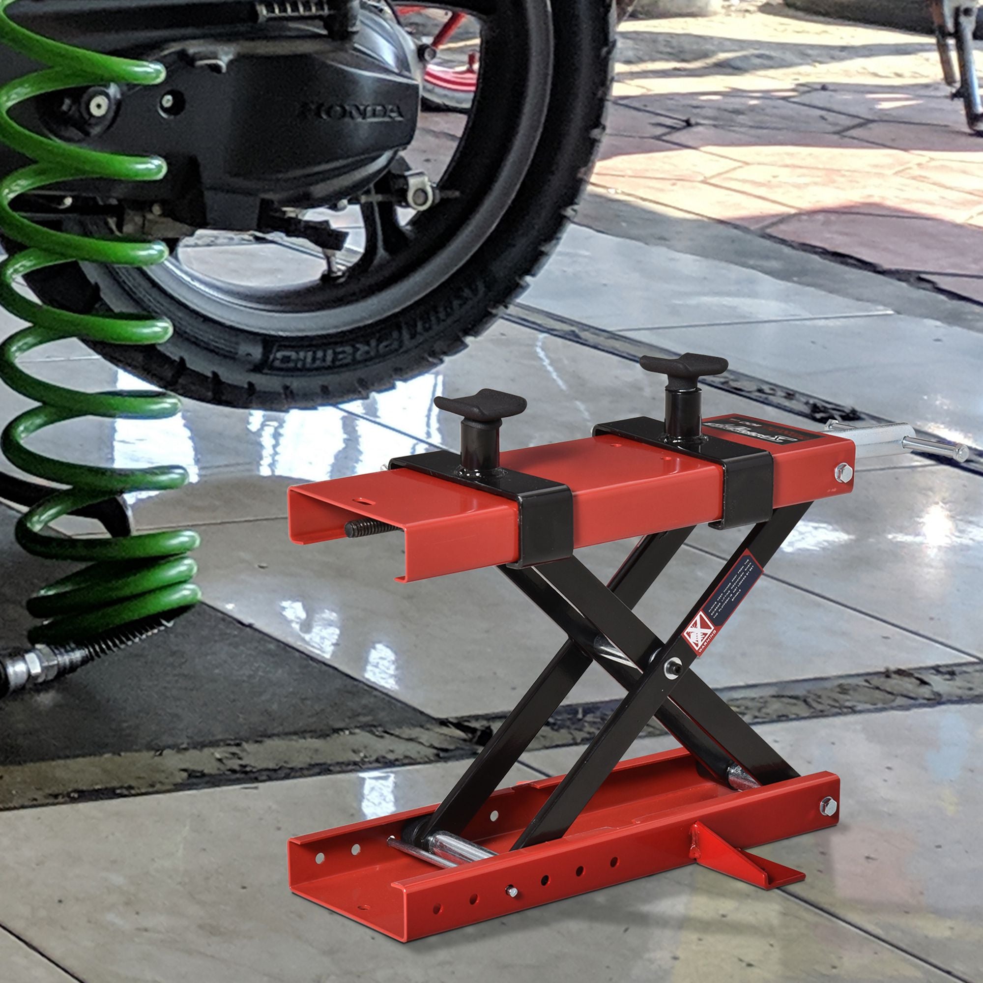 Plataforma Elevadora para Motocicletas 49.5x31x53cm Vermelho e Preto