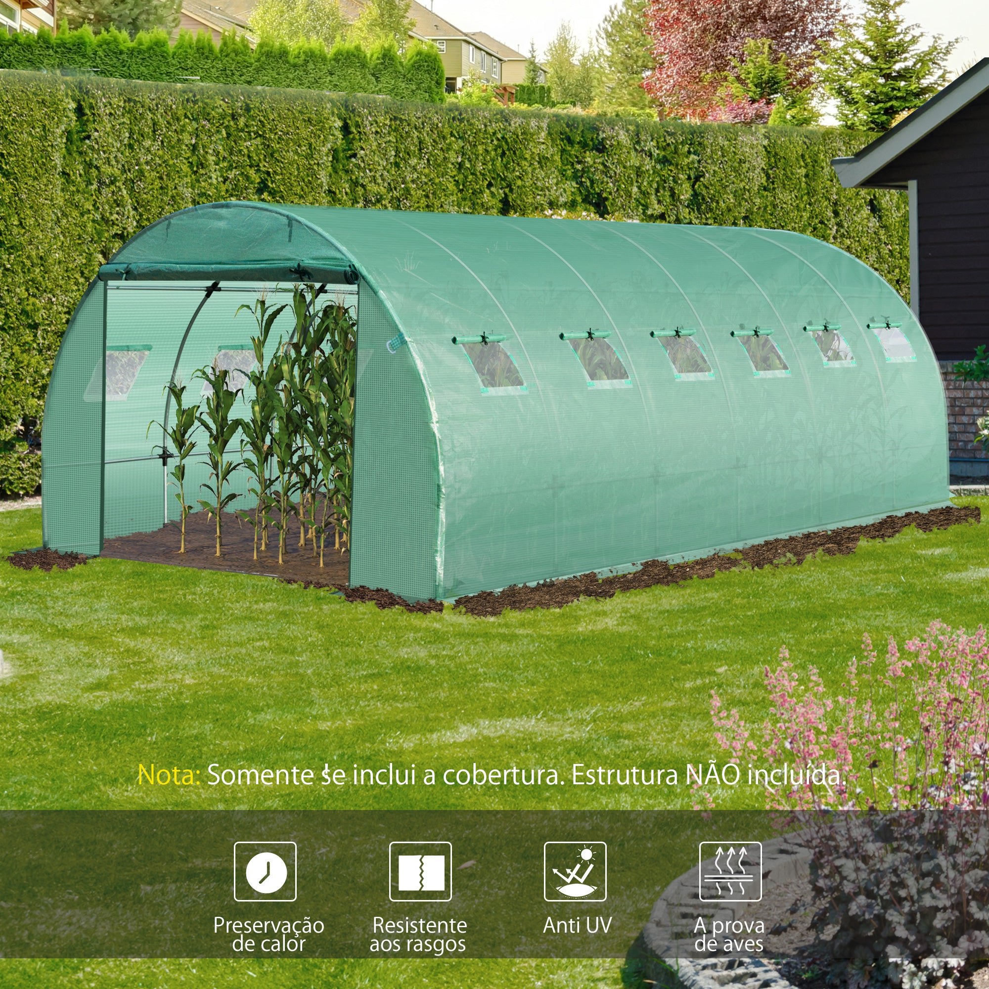 Cobertura de Estufa – 600x300x200 cm – Verde – PE