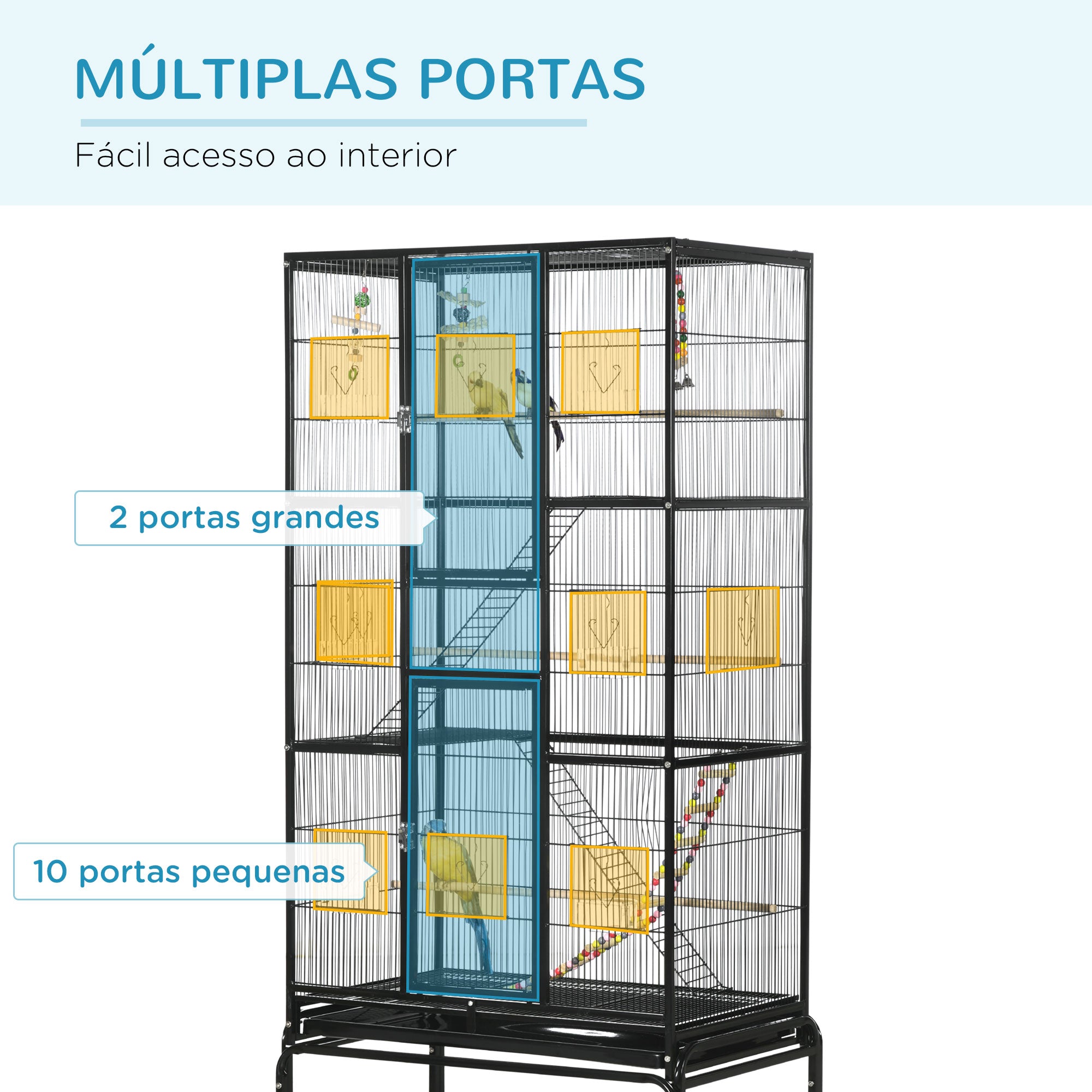 Gaiola para Pássaros – 83x53x180 cm – Cor Preto – Metal