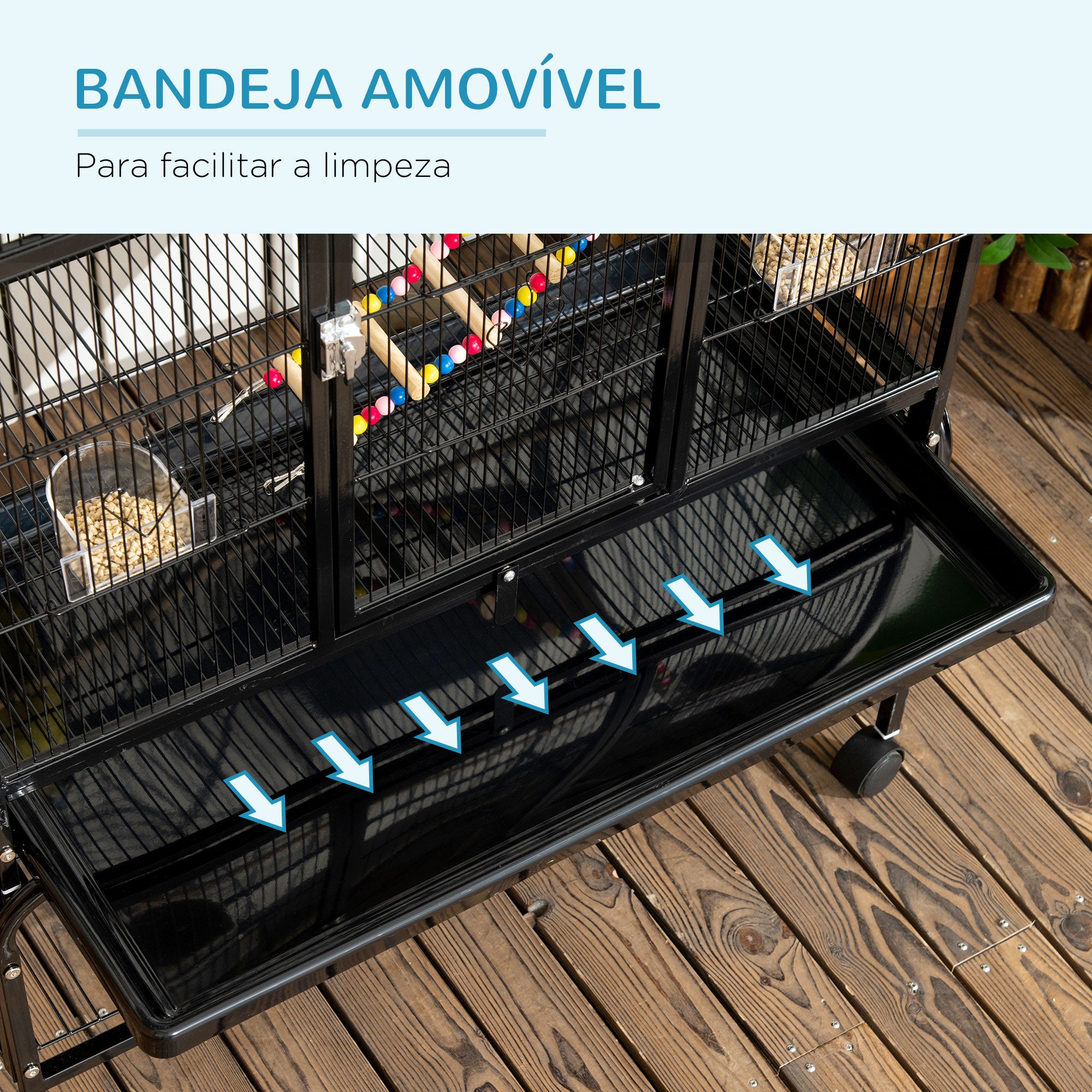 Gaiola para Pássaros – 83x53x180 cm – Cor Preto – Metal