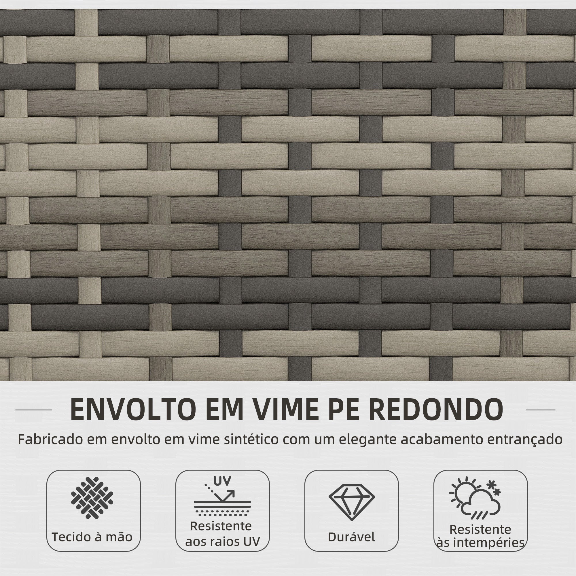 Conjunto de Móveis de Jardim em Vime Sintético - 108x58x78 cm - Cor Grey