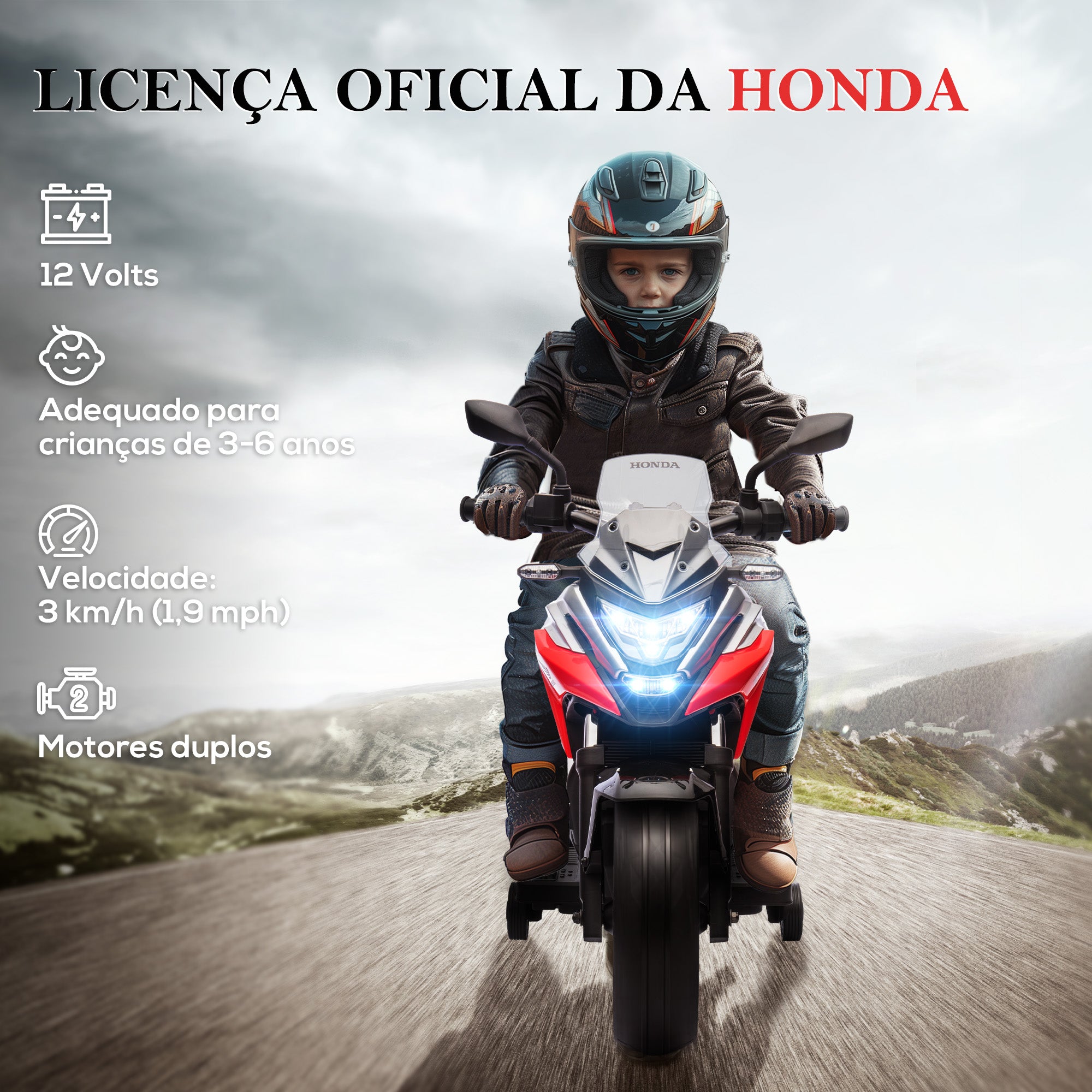 Moto Elétrica para Crianças 3-6 Anos Vermelha 107x46x75 cm