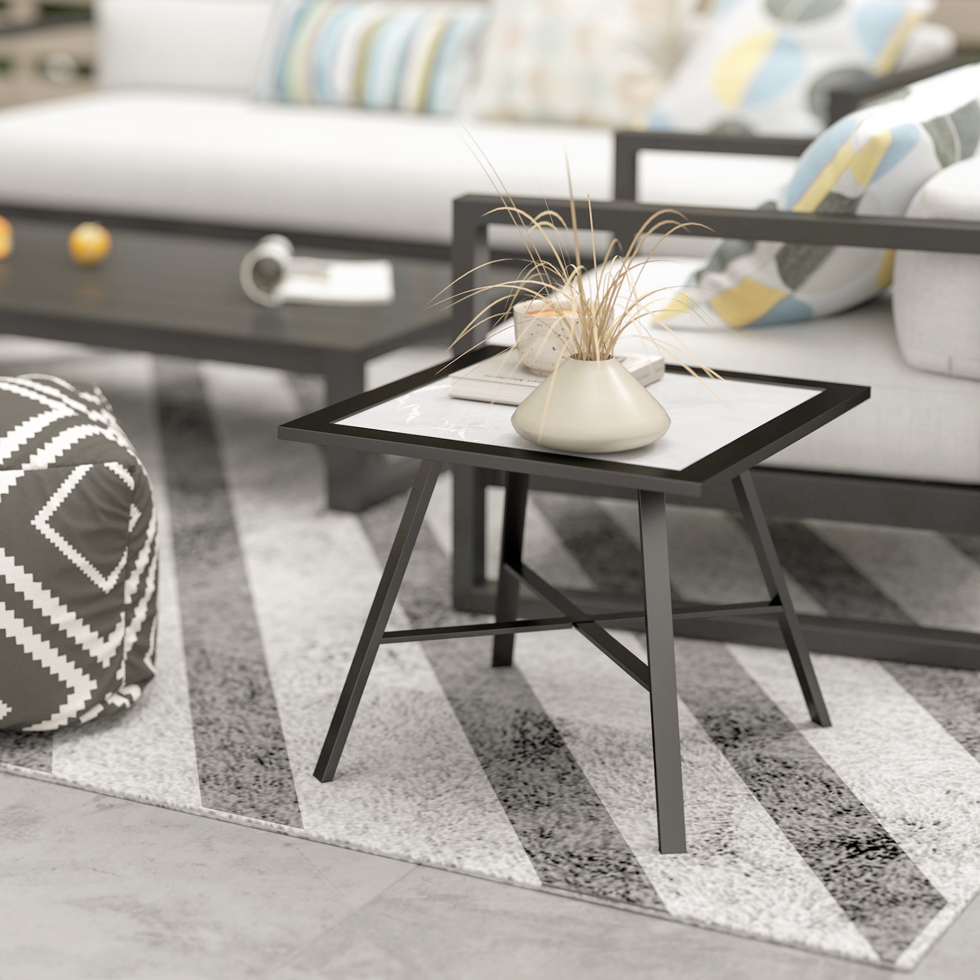 Mesa Auxiliar Quadrada 55x55x46 cm Cinzento