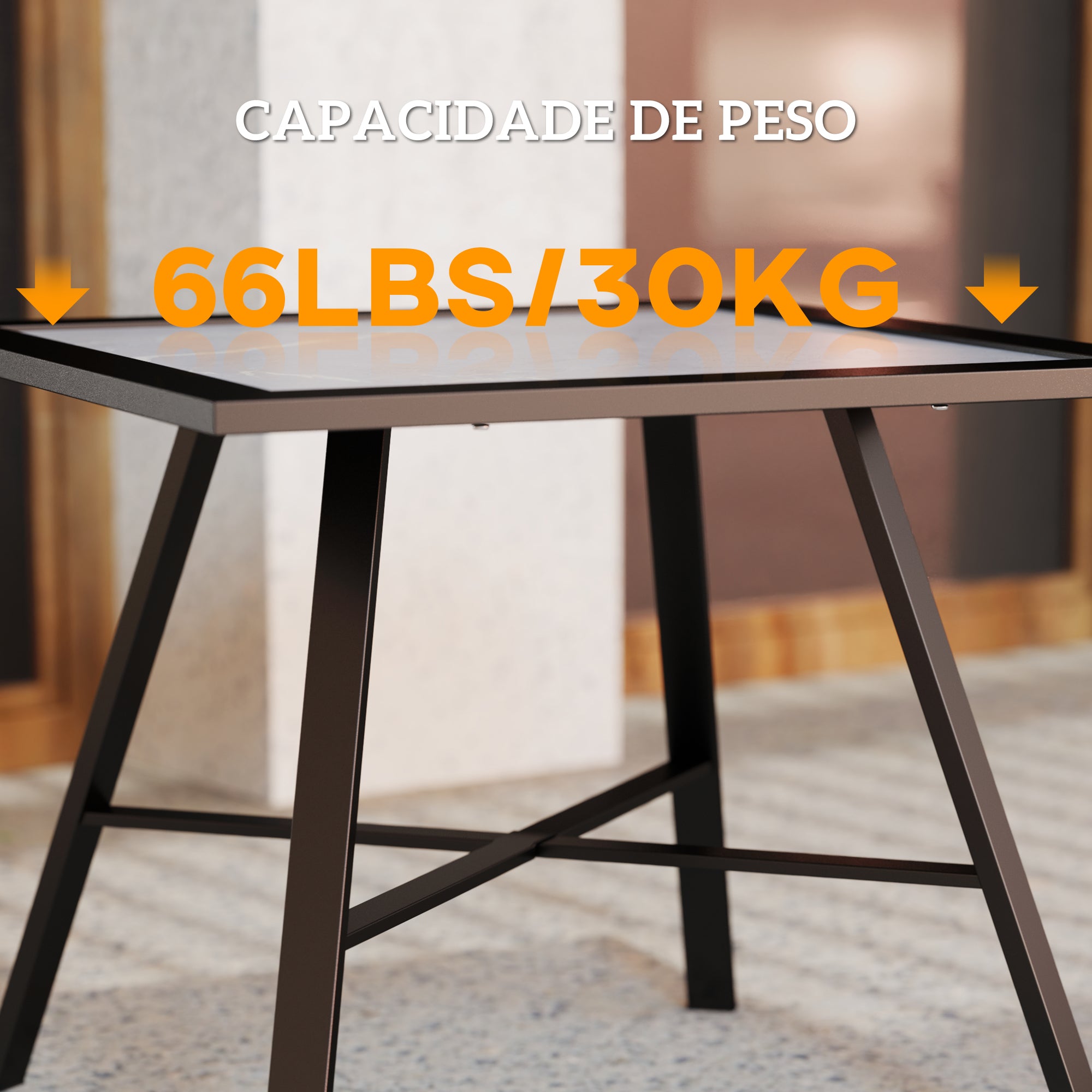 Mesa Auxiliar Quadrada 55x55x46 cm Cinzento
