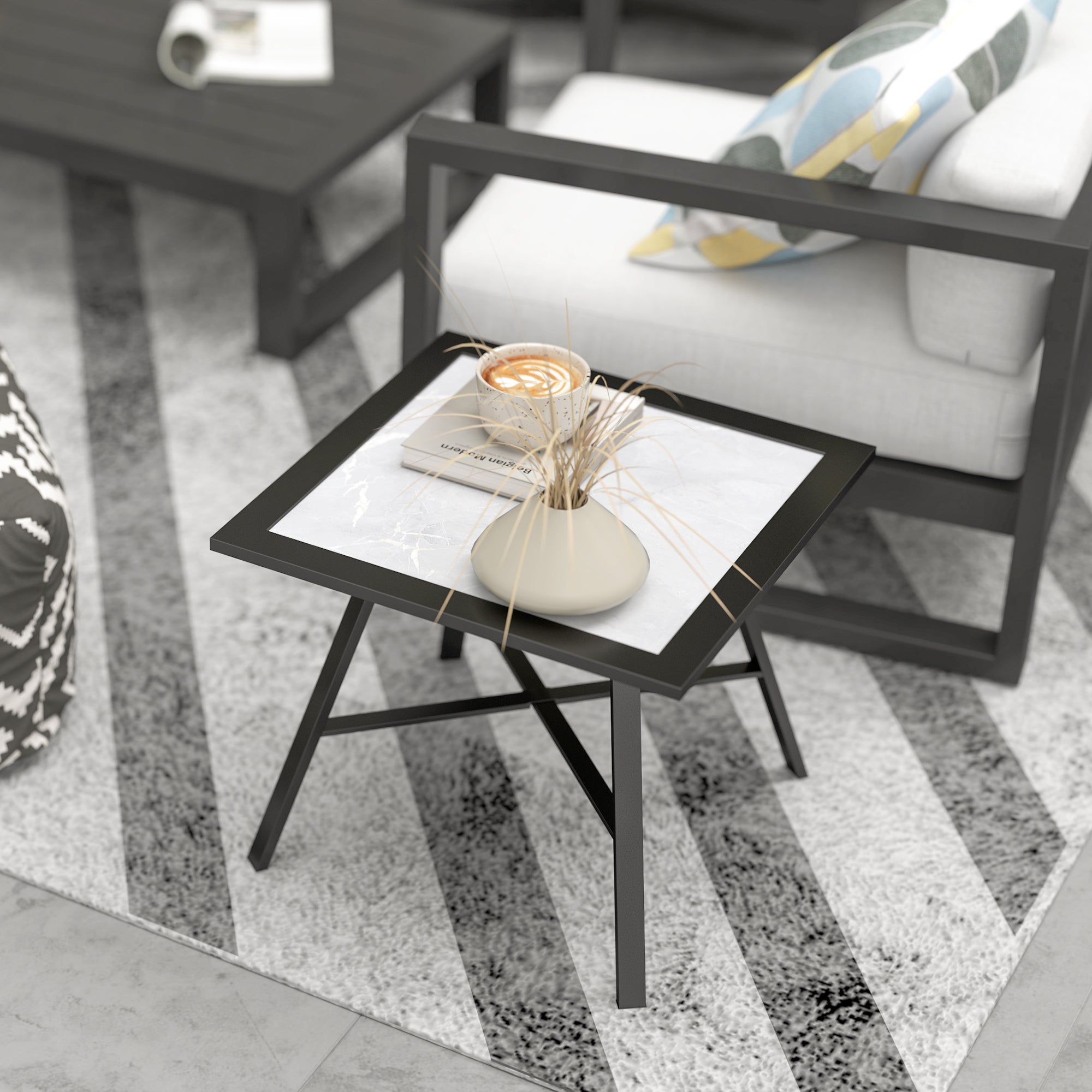 Mesa Auxiliar Quadrada 55x55x46 cm Cinzento