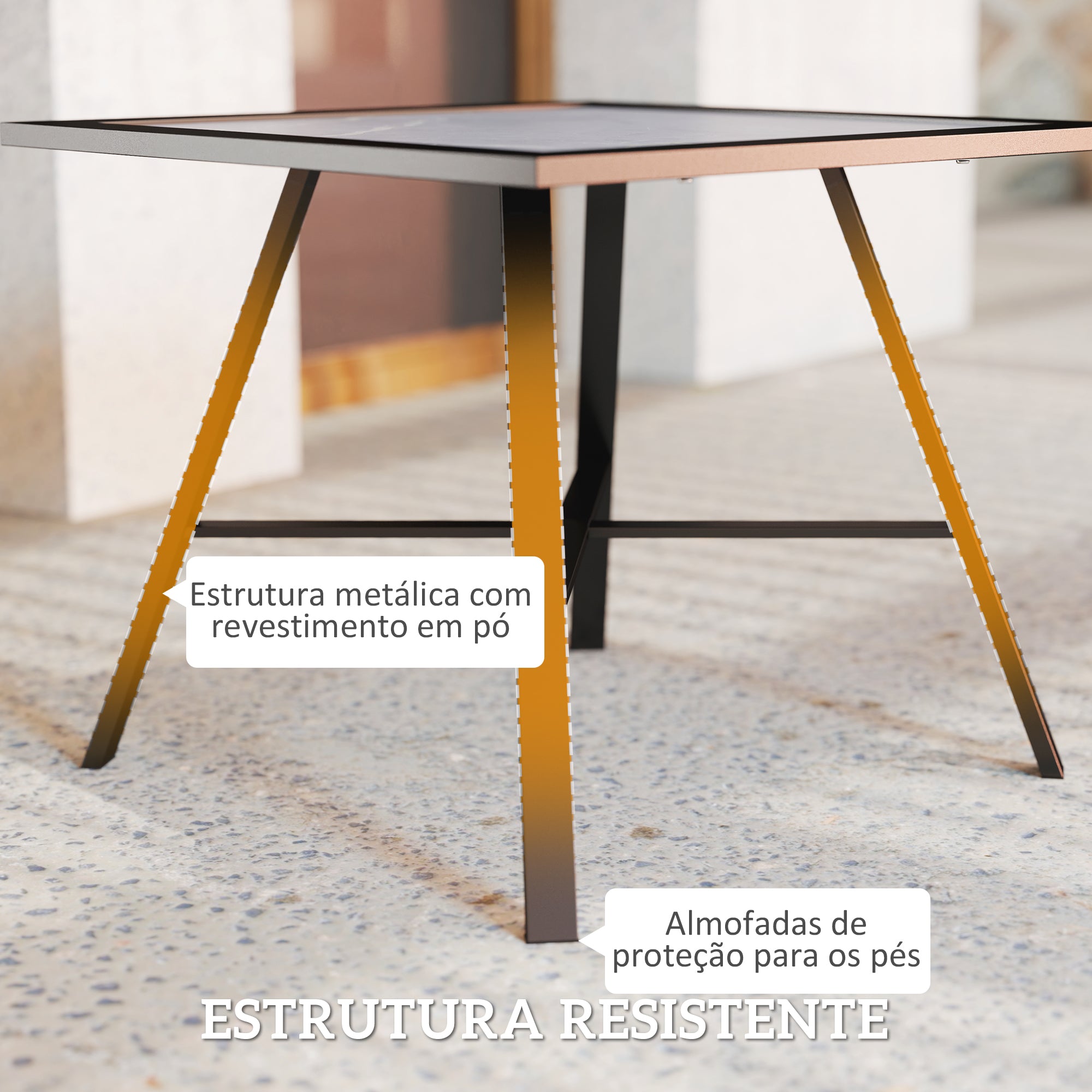 Mesa Auxiliar Quadrada 55x55x46 cm Cinzento