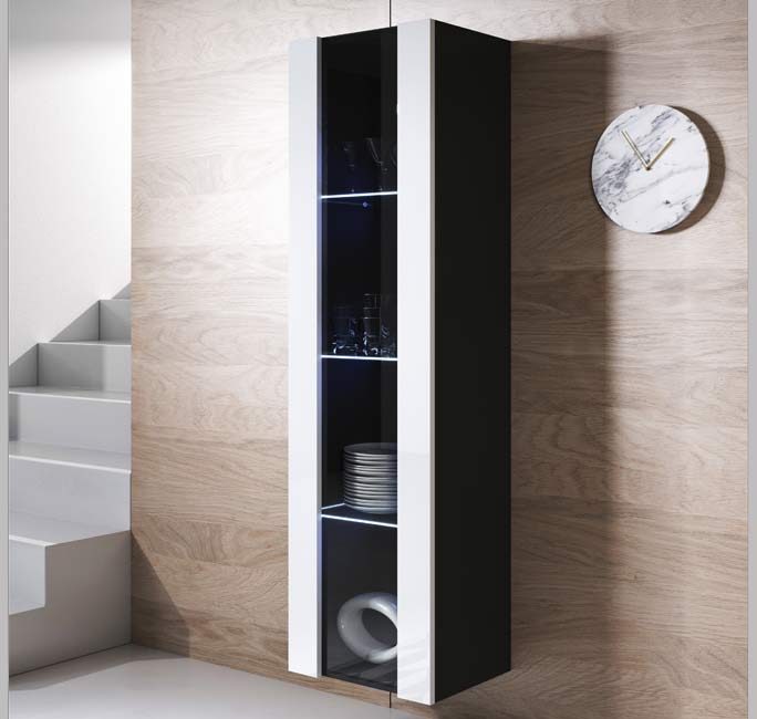 Armário Pendurado – 40x165cm – Preto e Branco – Melamina
