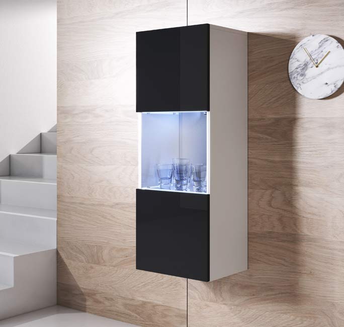 Armário Pendurado – 40x126cm – Branco e Preto – Melamina