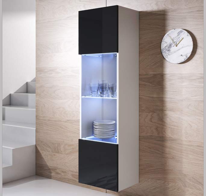 Armário Pendurado – 40x165cm – Branco e Preto – Melamina