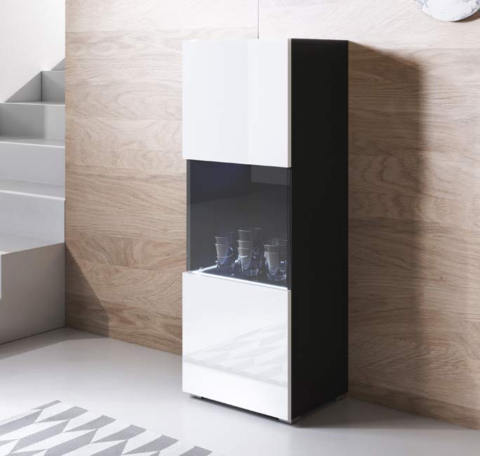 Vitrina – 40x128cm – Preto e Branco – Melamina