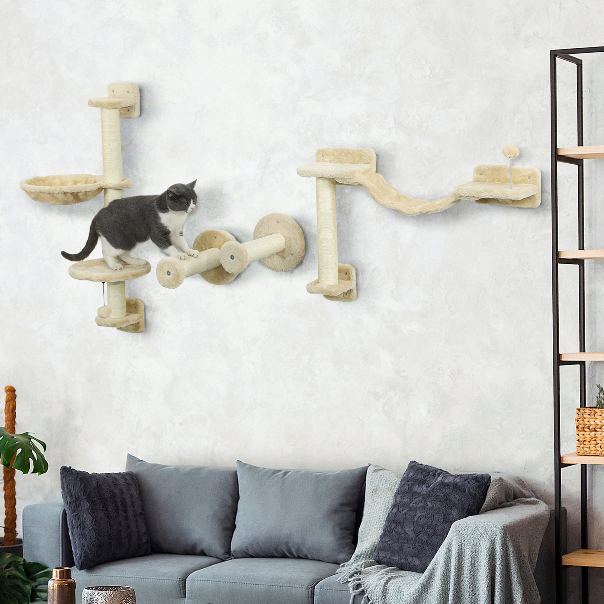 Prateleiras de Escalada para Gatos 84,5x19x54 cm - Bege