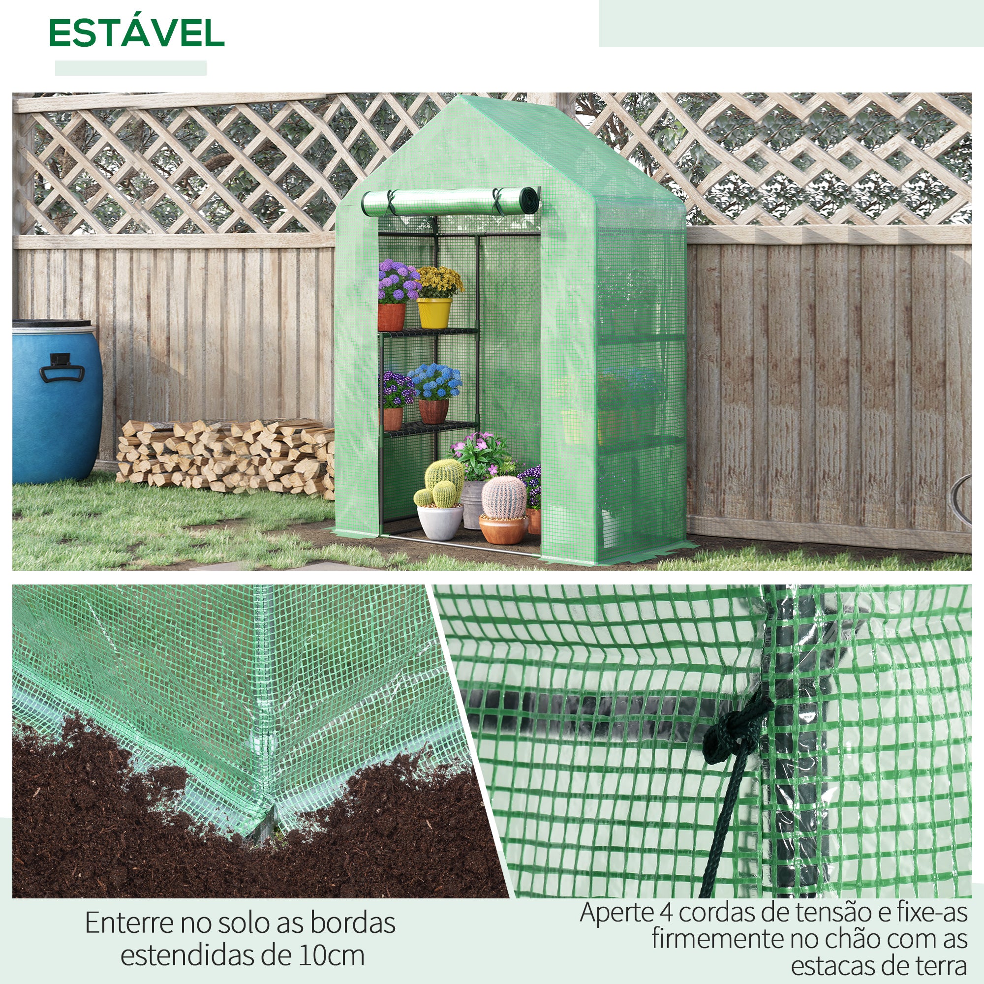 Estufa de Jardim – 141x72x191cm – Verde – Aço e PE