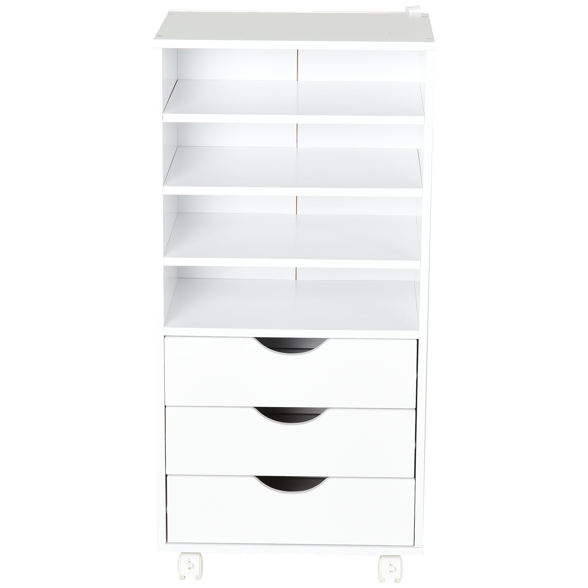Móvel Auxiliar de Escritório com 3 Gavetas e 4 Prateleiras - 40x30x83 cm - Branco
