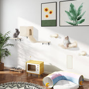Conjunto de Prateleiras de Escalada para Gatos - Bege 106x30x30,5 cm