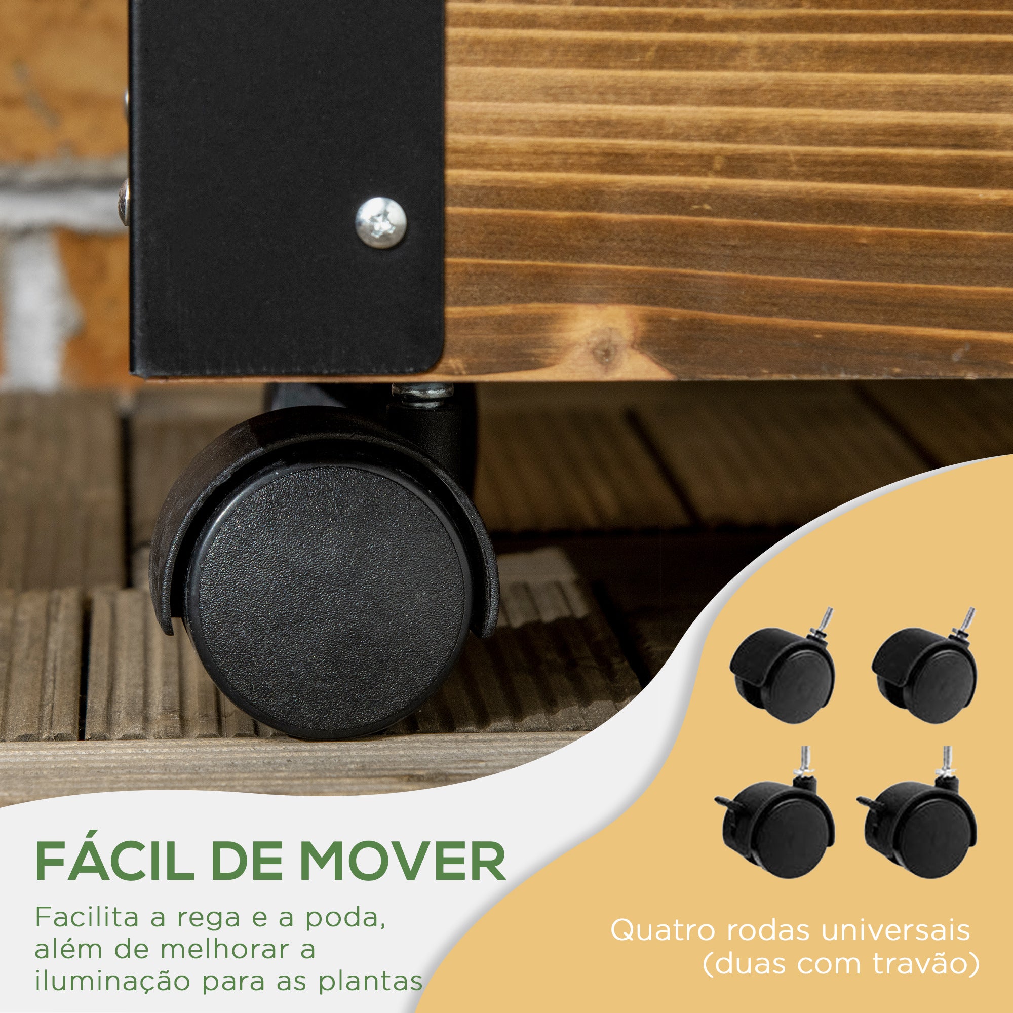 Floreira Exterior de Madeira com Treliça – 65x31x147 cm – Marrom-Carvão