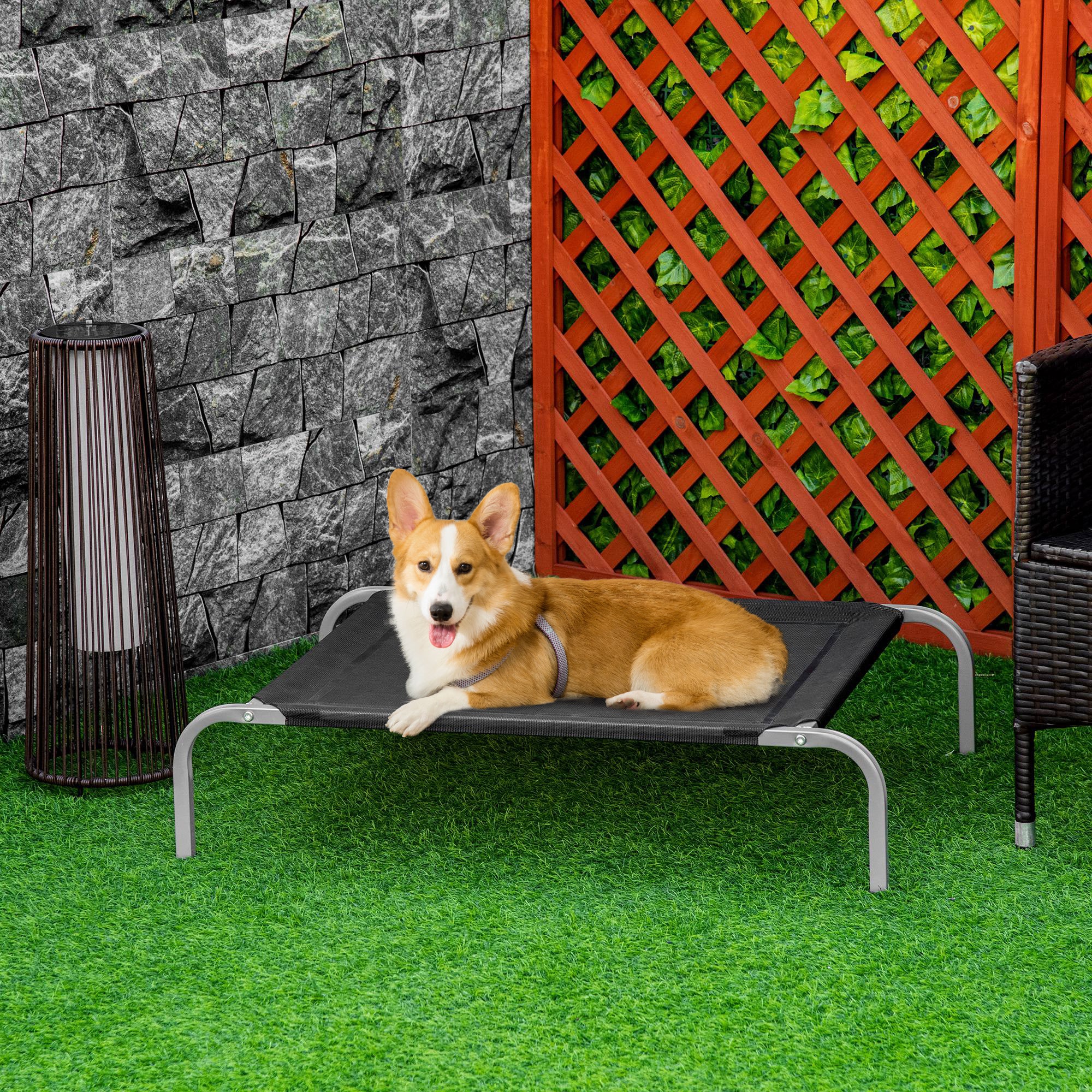 Cama Elevada para Animais de Estimação – 90x65x20cm – Preto – Metal