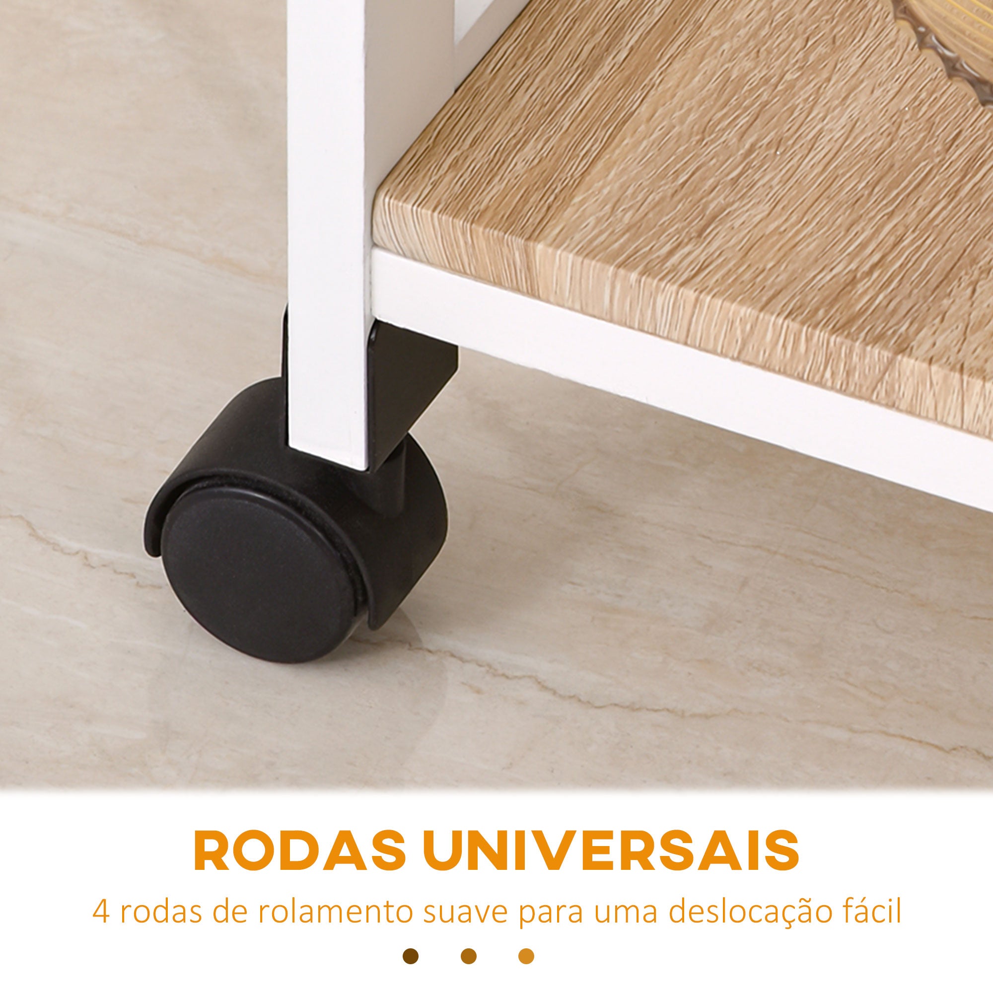 Carrinho de Cozinha 4 Níveis 37x37x76 cm - Branco