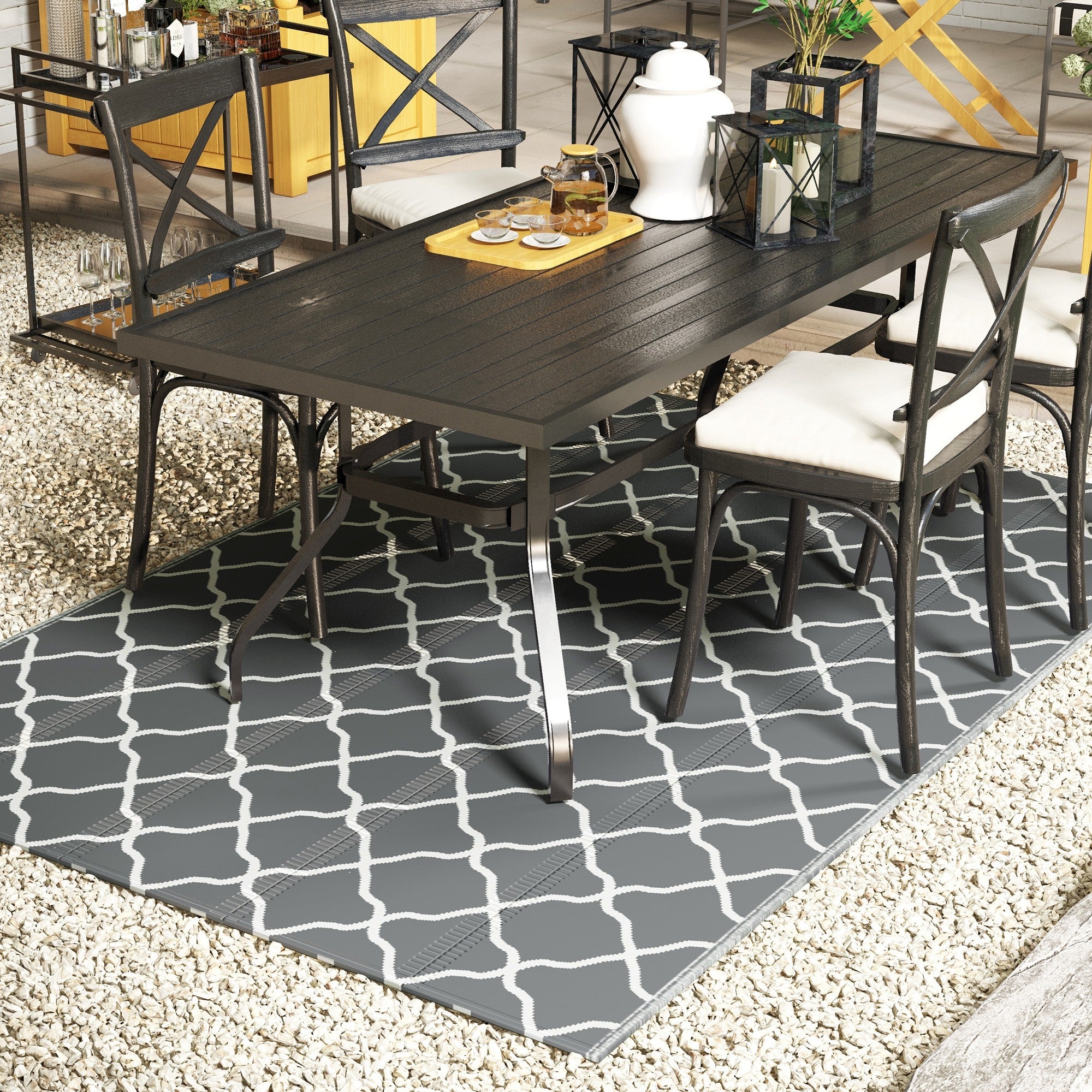 Tapete de Exterior Reversível – 182x274 cm – Cinza – Polipropileno