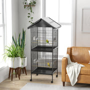 Gaiola para Pássaros 2 em 1 – 78x75x168 cm – Preto – Aço