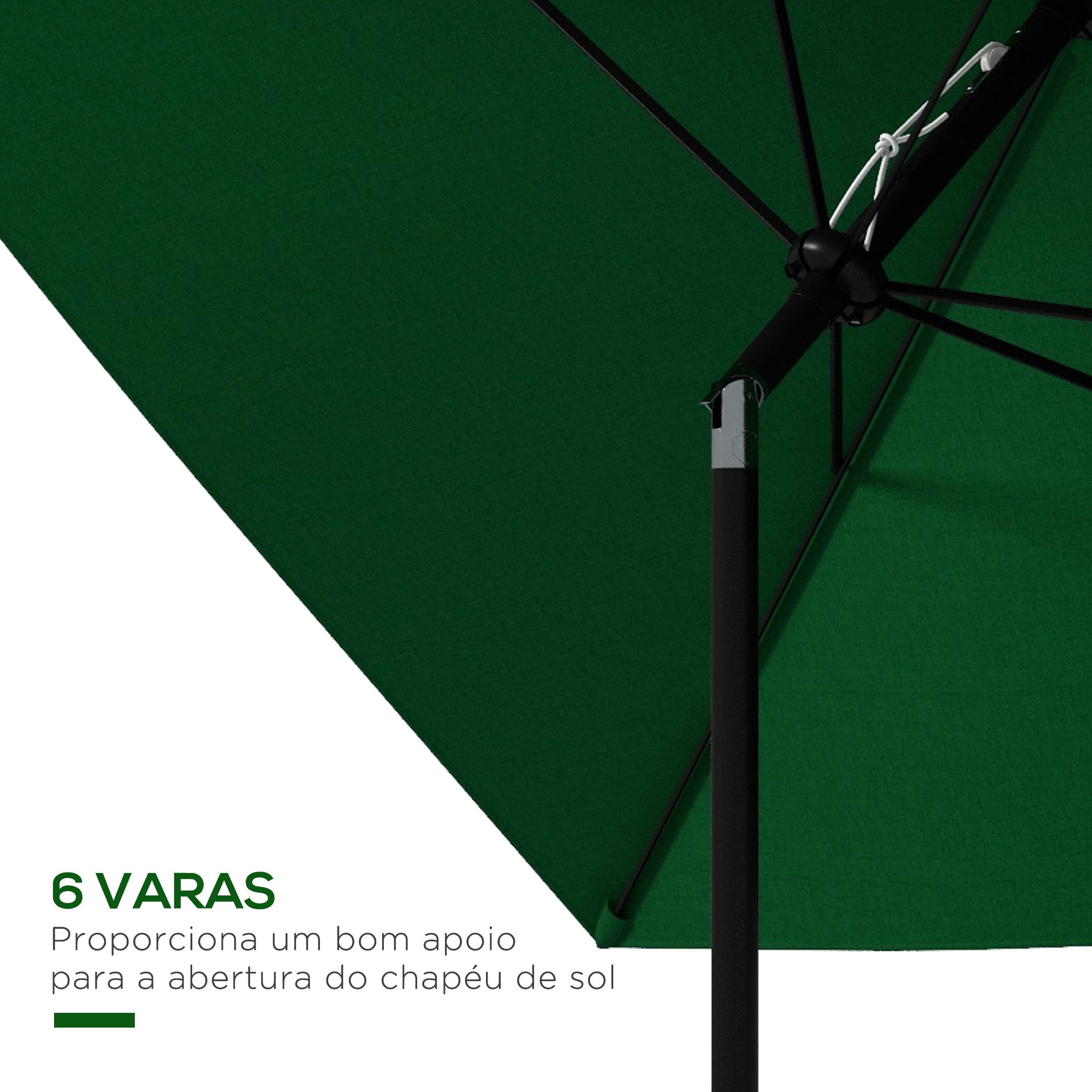 Guarda-Sol de Jardim 300x200x248 cm Verde - Proteção UV50+ Alumínio Inclinável