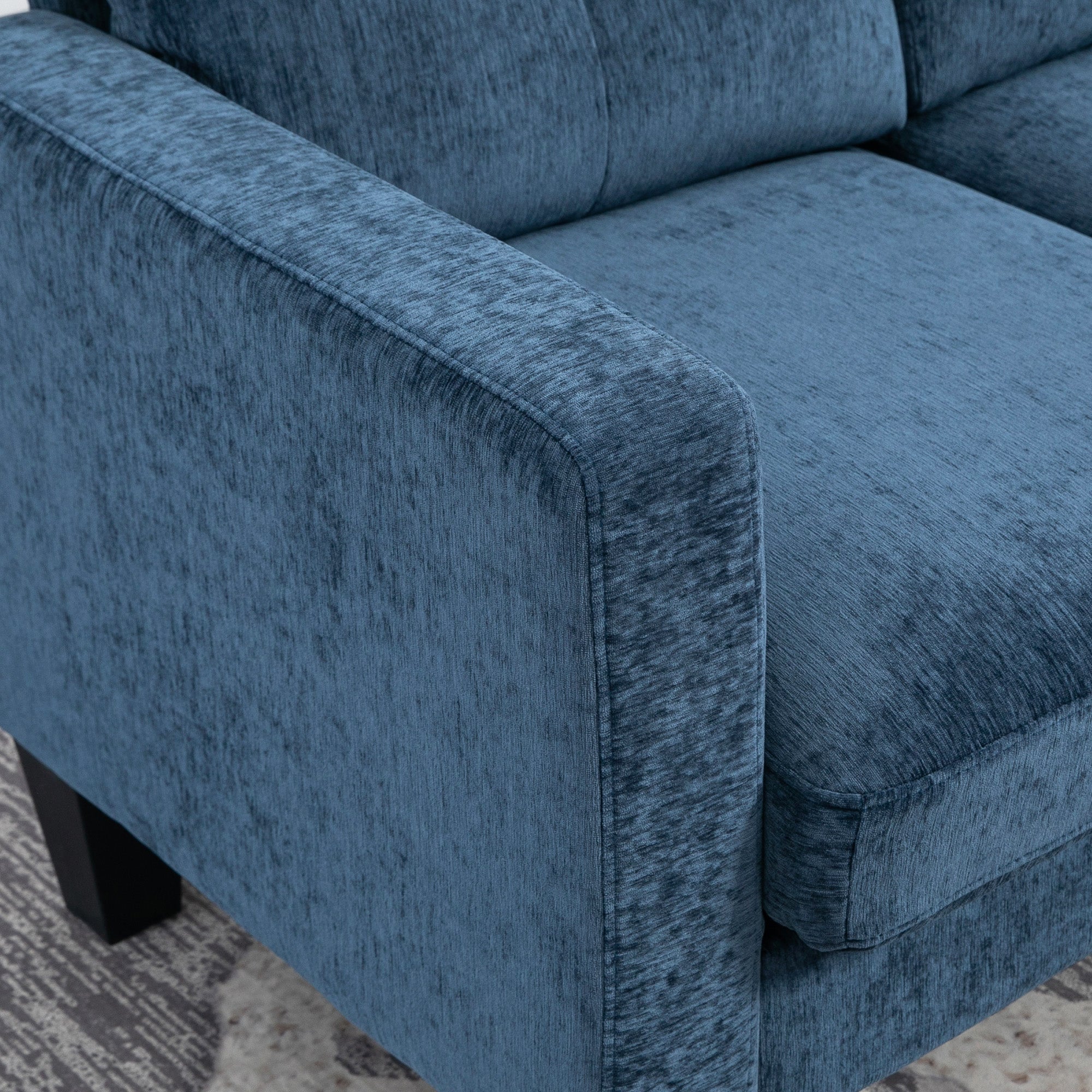 Sofá Chaise Longue em Formato de L Azul 186x130x84 cm