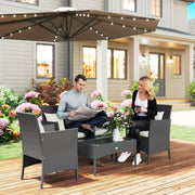 Conjunto de Sofá de Jardim de Vime Sintético Preto e Branco 103x55x80 cm