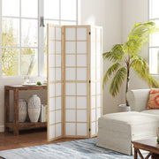 Biombo Dobrável de 3 Painéis – 120x170 cm – Cor de Madeira Natural – Madeira