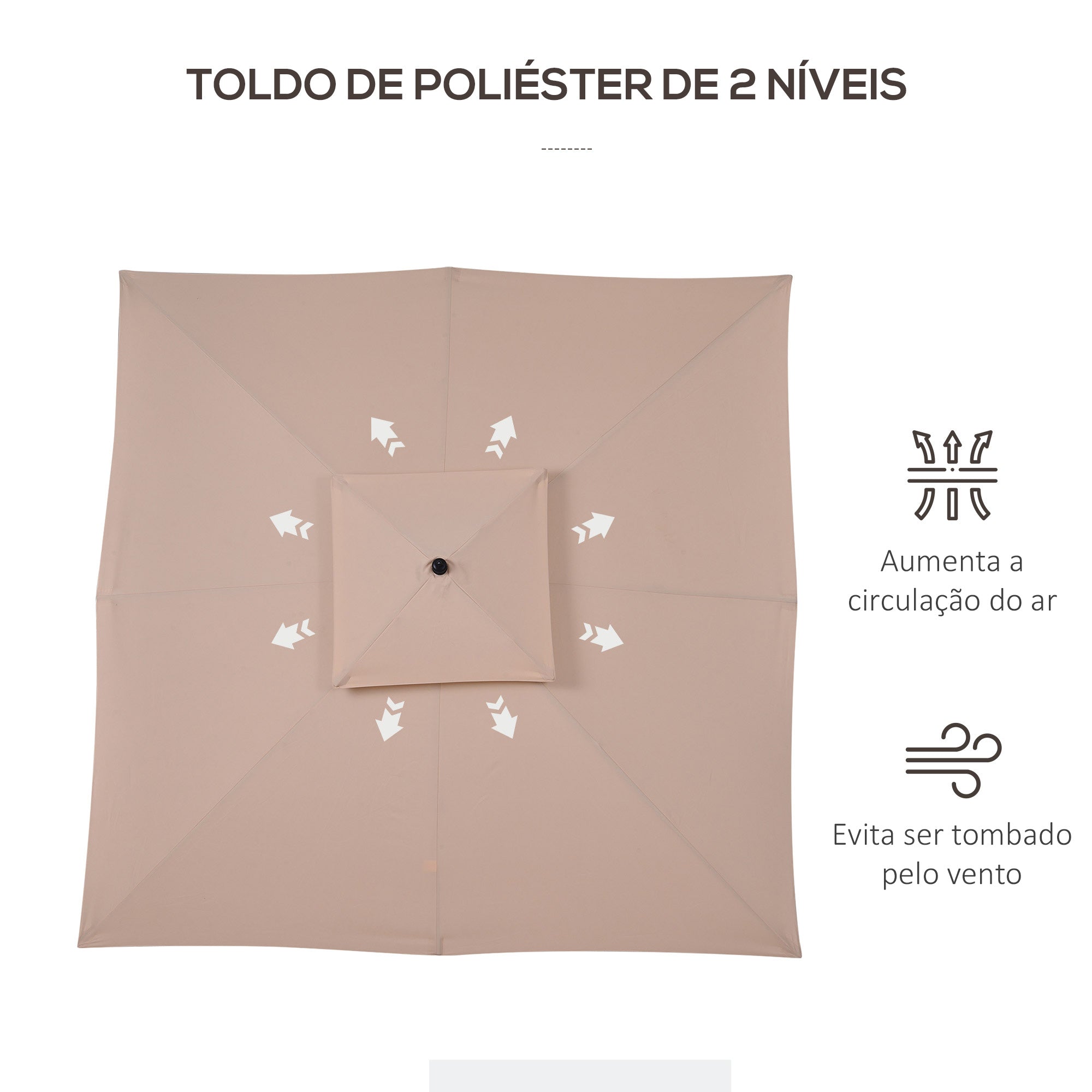 Guarda-Sol – 300x300x297cm – Bege – Aço e poliéster