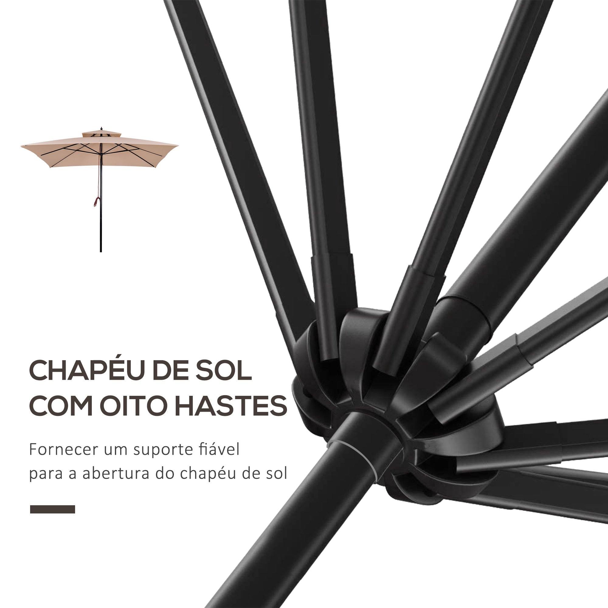 Guarda-Sol – 300x300x297cm – Bege – Aço e poliéster