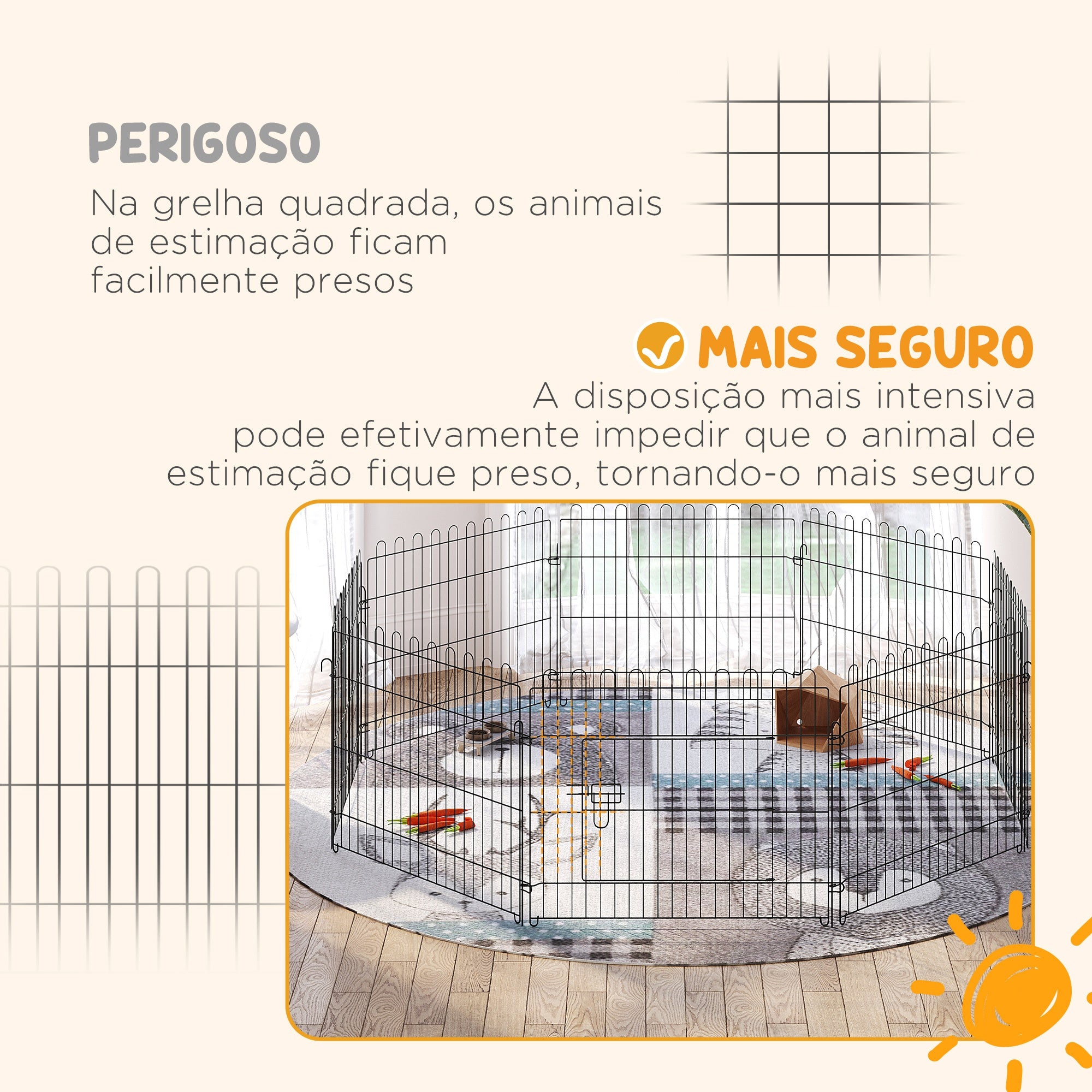 Parque para Animais de Estimação 8 Paineis 71x61cm Preto