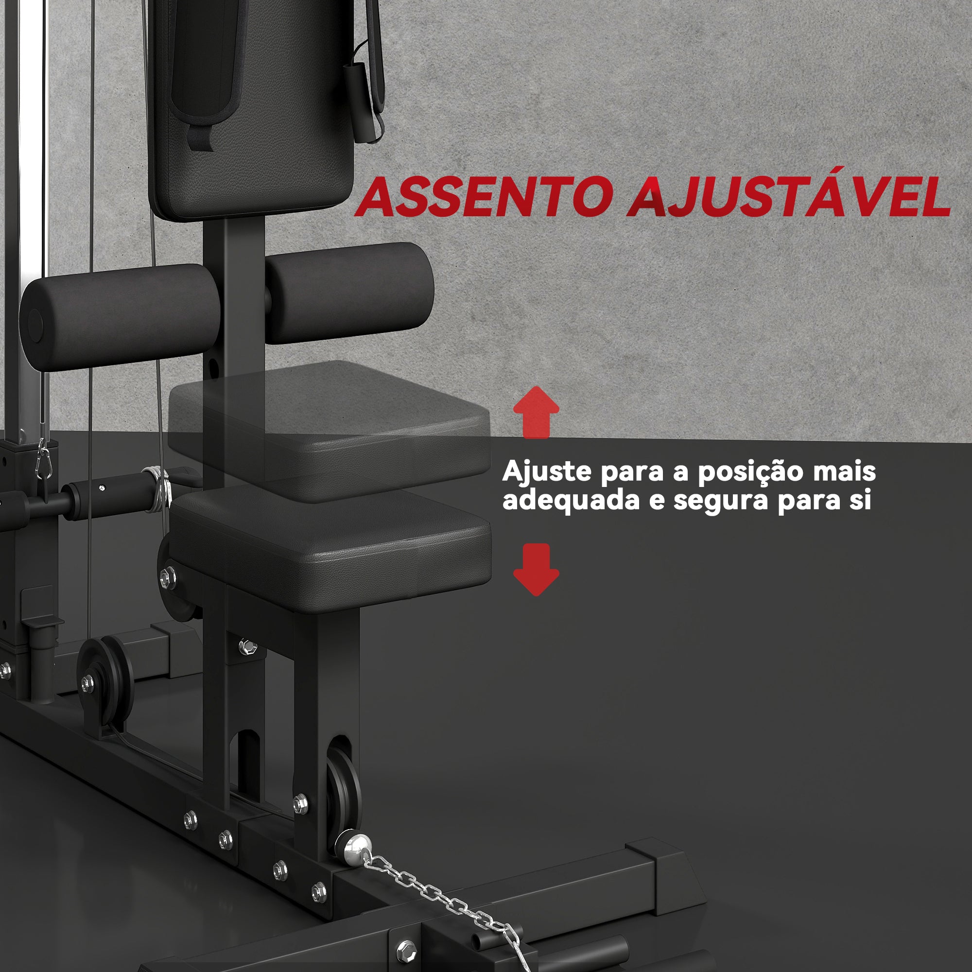 Estação de Musculação com Assento Ajustável – 140x108x197 cm – Preto – Aço