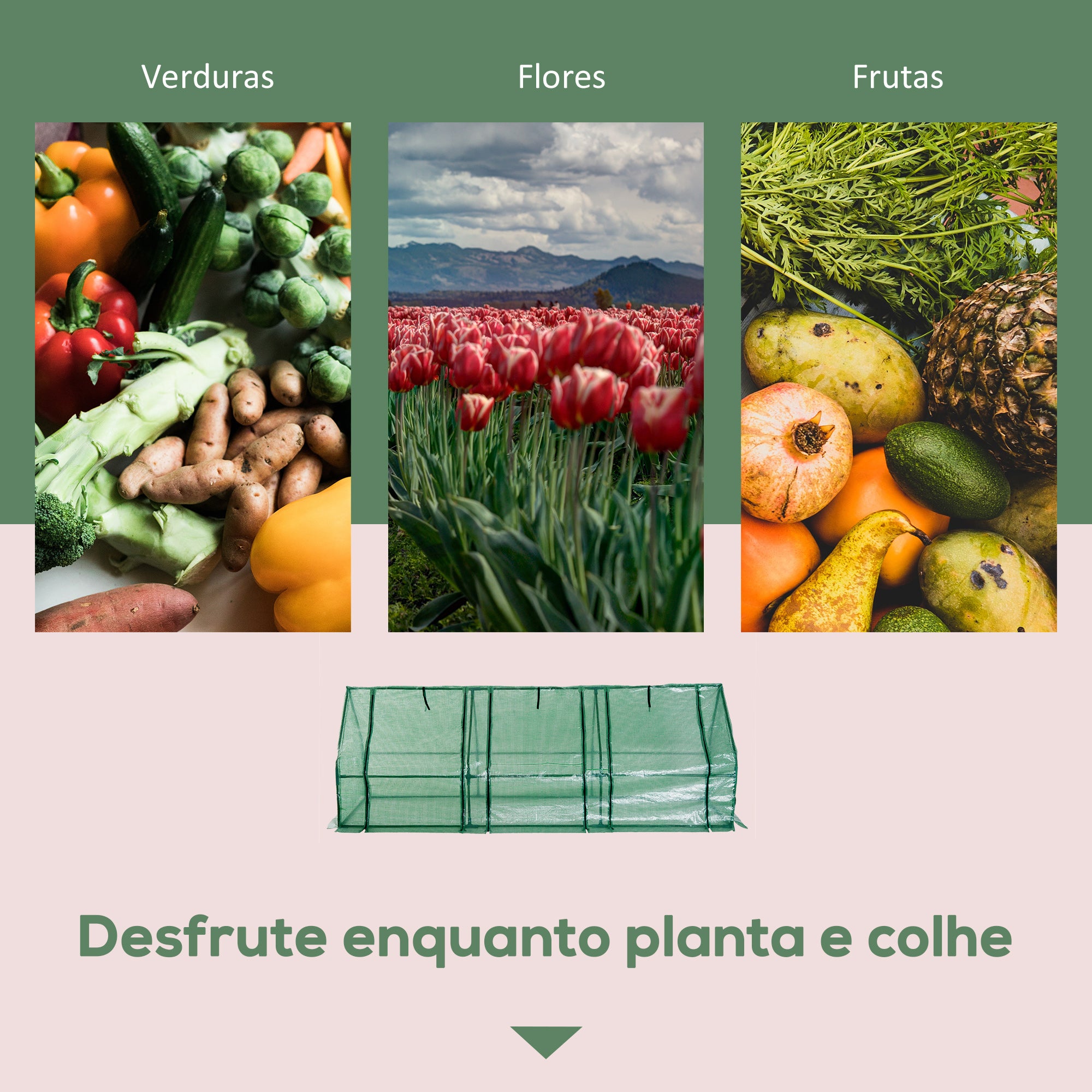 Estufa de Jardim 270x90x90 cm Verde para Cultivo de Plantas