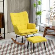Poltrona de Baloiço Amarela – 64x89x90 cm – Linho sintético, Aço e Madeira de faia