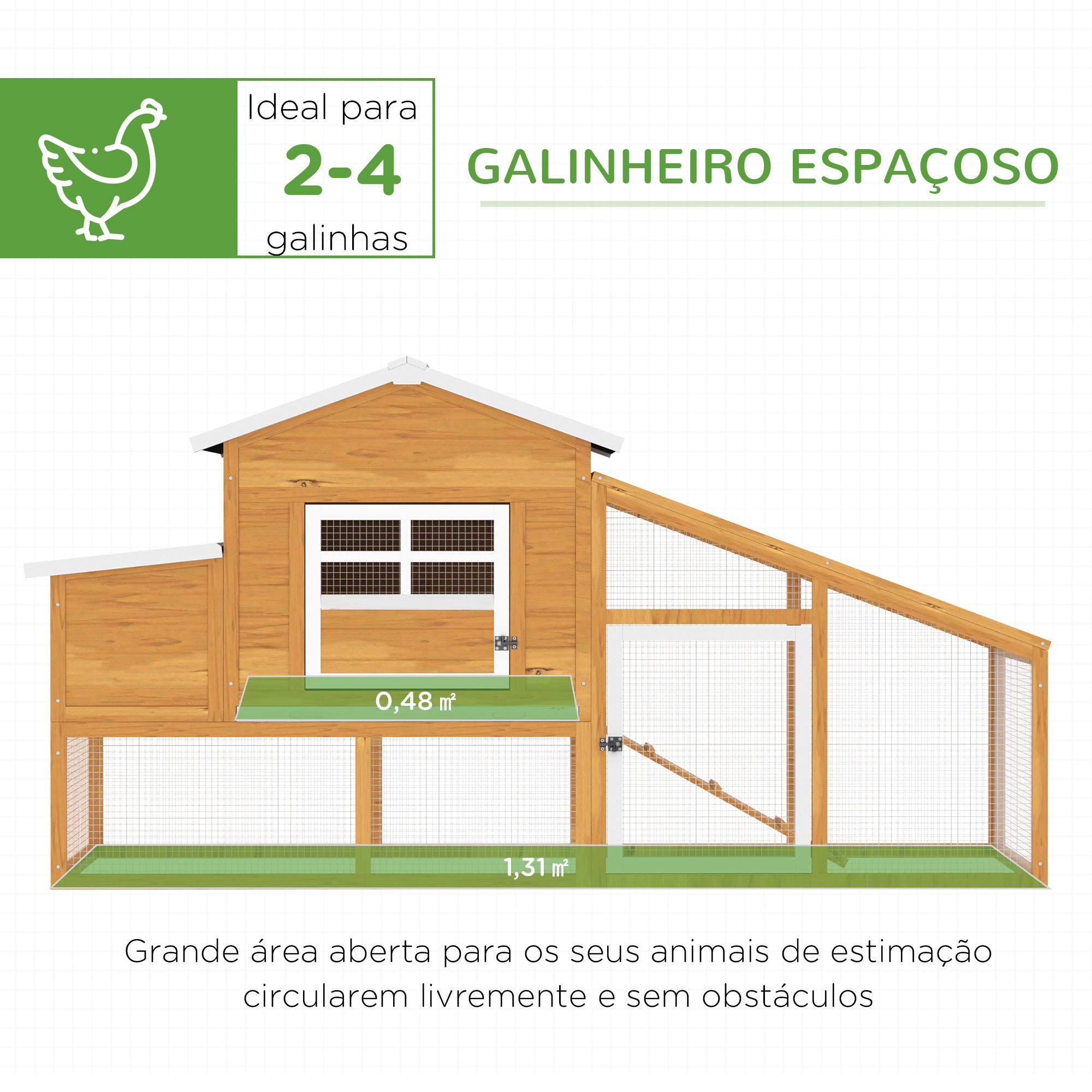 Galinheiro de Madeira Exterior 200x80x105 cm Natural e Preto