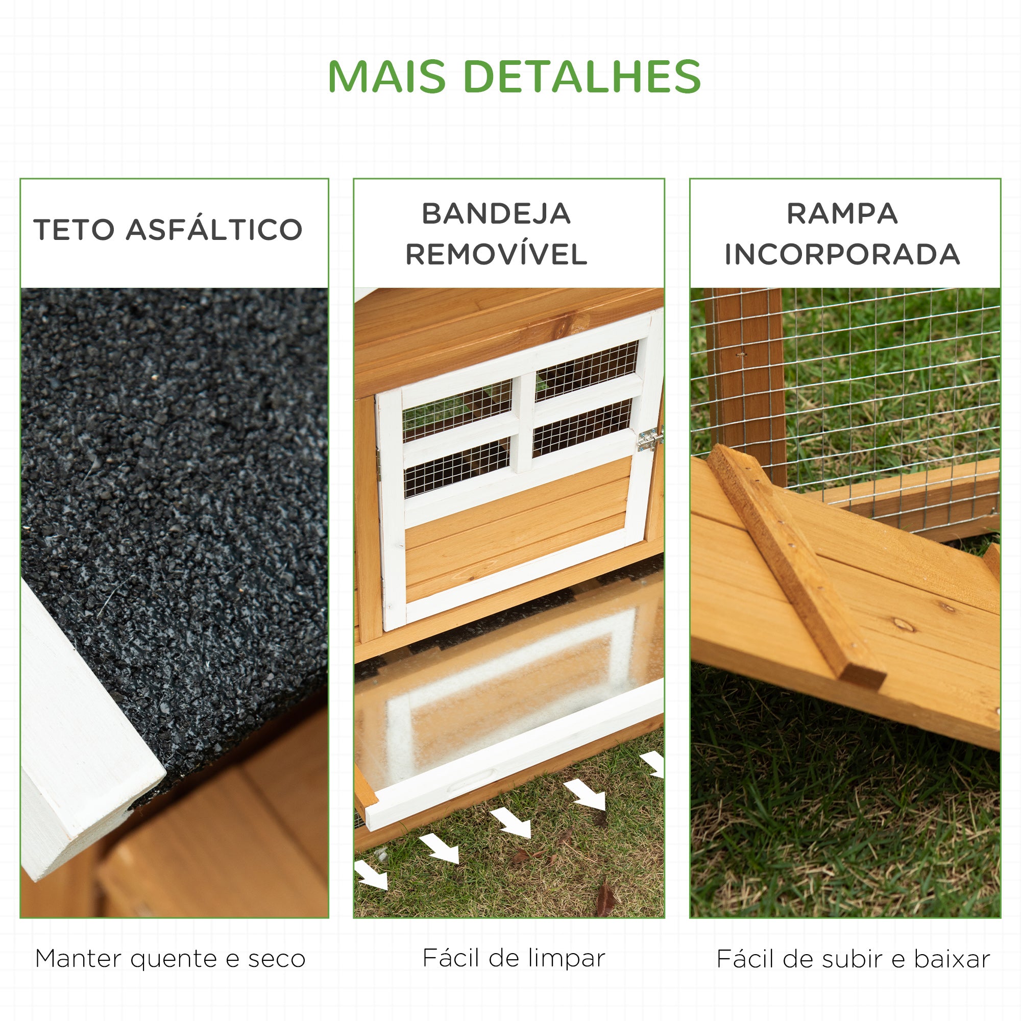 Galinheiro de Madeira Exterior 200x80x105 cm Natural e Preto