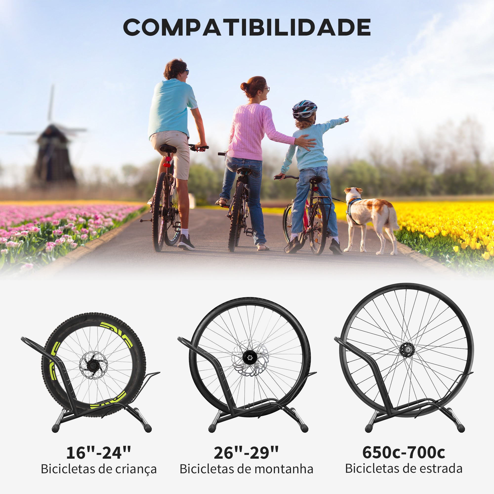 Estacionamento para Bicicletas de Aço 59x41x38 cm - Cor Preto