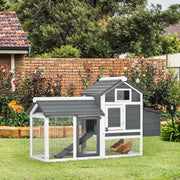 Galinheiro de Madeira para 2-3 Galinhas – 150,5x54x87 cm – Cinza e Branco – Madeira