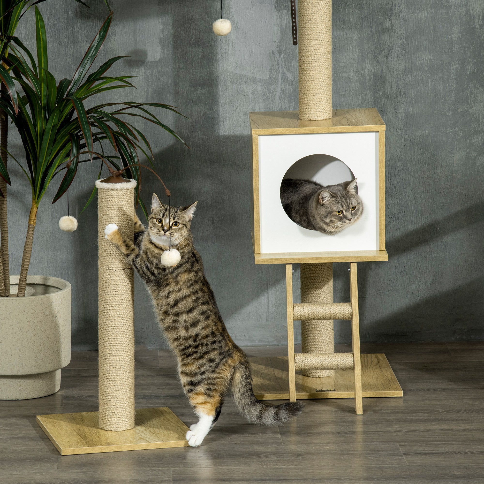 Árvore para Gatos 40x40225-285cm Marrom Claro, Bege e Branco