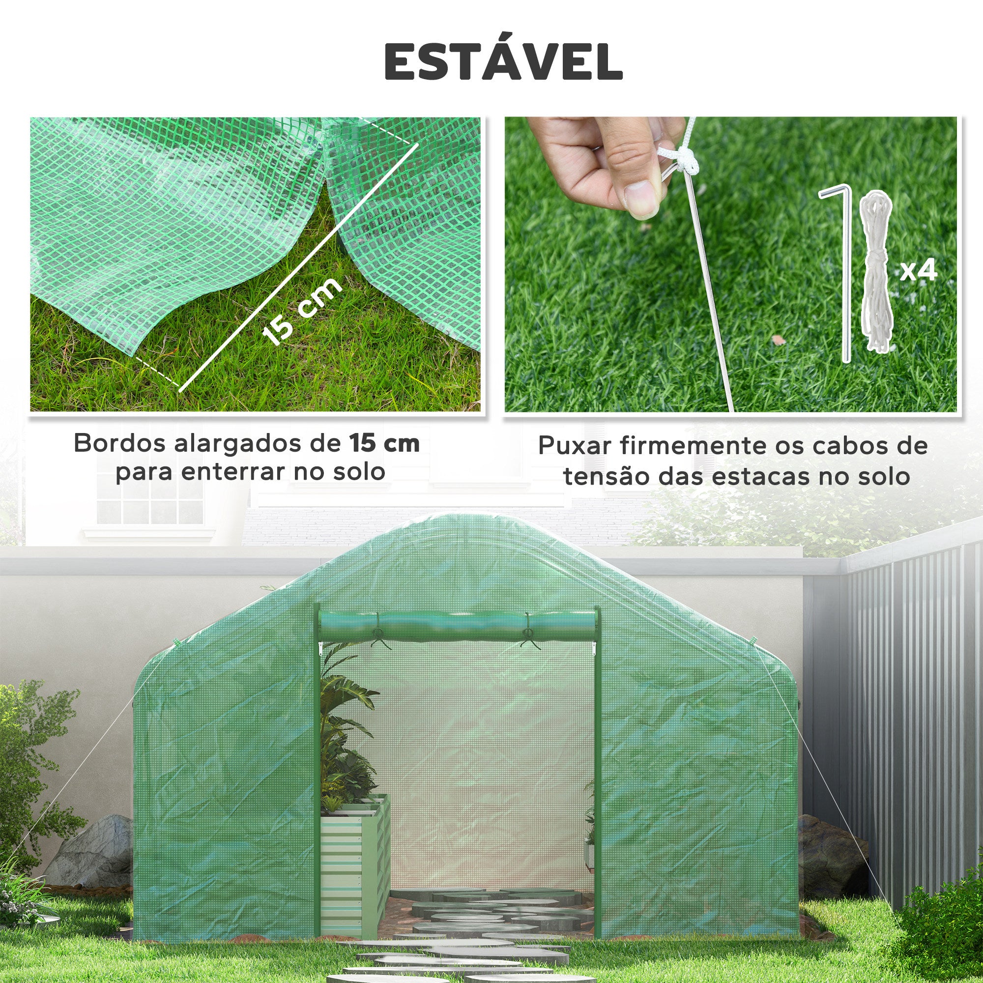 Estufa Tipo Túnel – 395x300x197 cm – Verde – PE