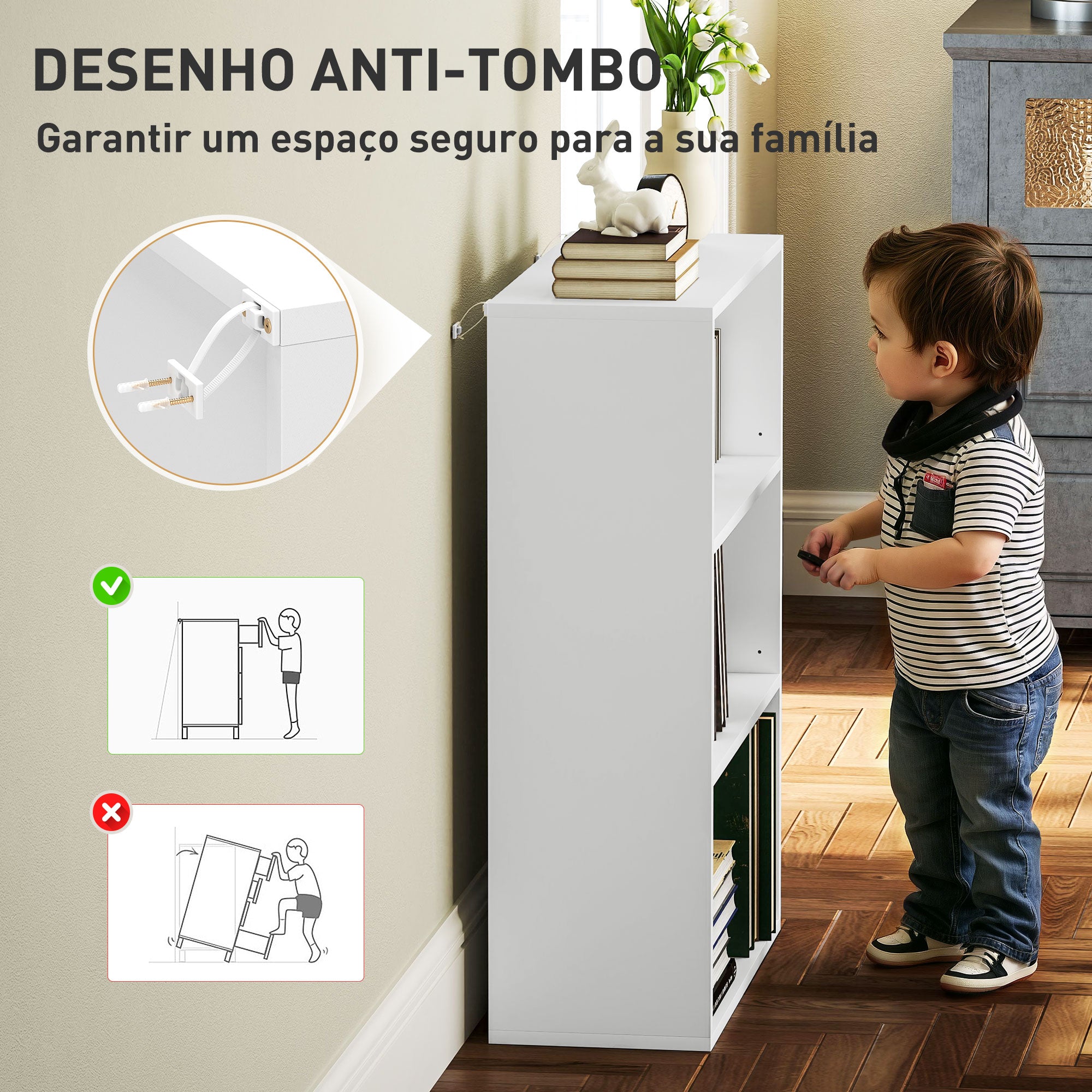 Estante de 3 Níveis Branca 60x24x80 cm - Organização e Elegância para o seu Espaço