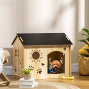 Casa de Madeira para Cães Pequenos – 69x50x58,5 cm – Preto – MDF