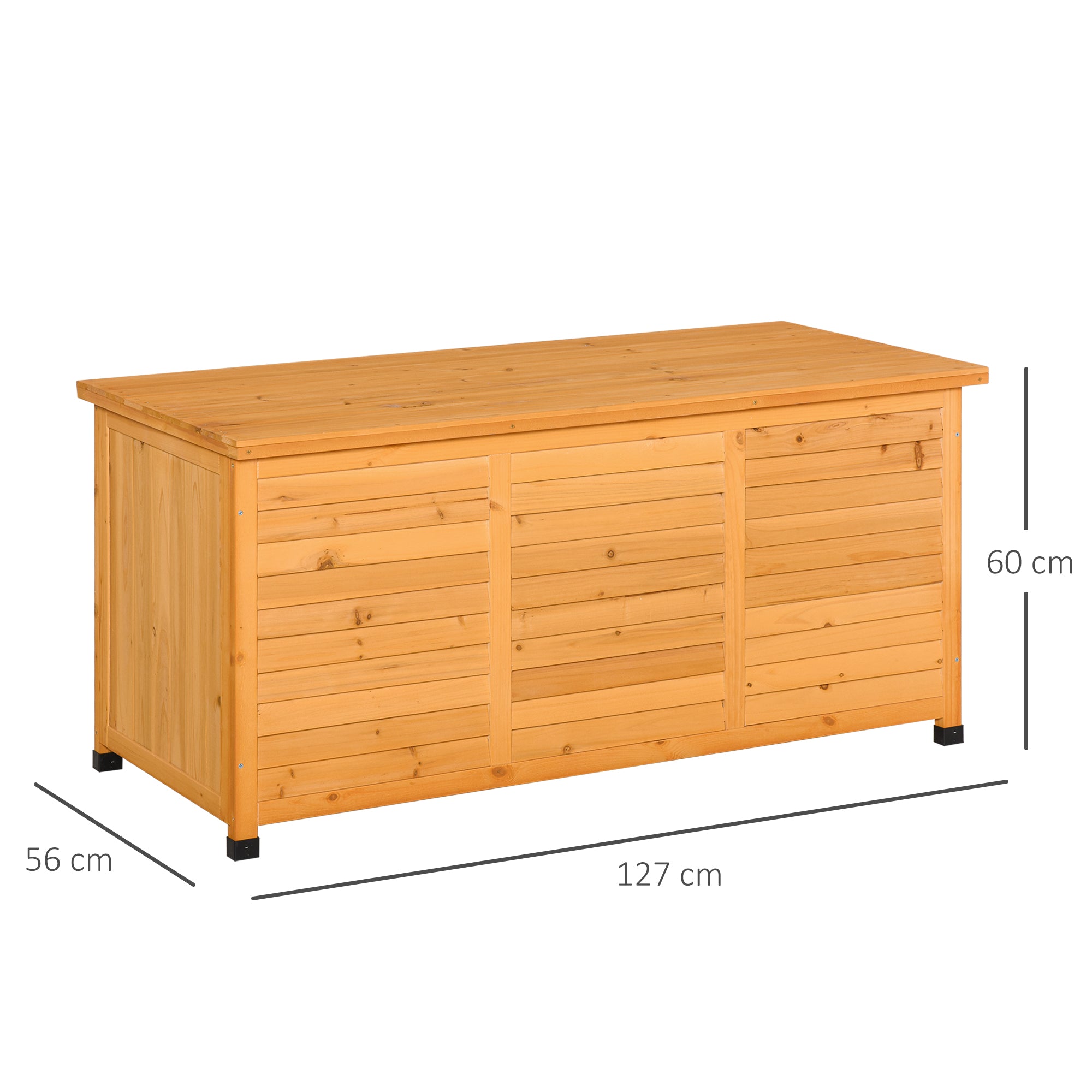 Baú de Armazenamento de Jardim – 127x56x60 cm – Madeira Natural