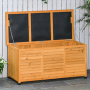 Baú de Armazenamento de Jardim – 127x56x60 cm – Madeira Natural