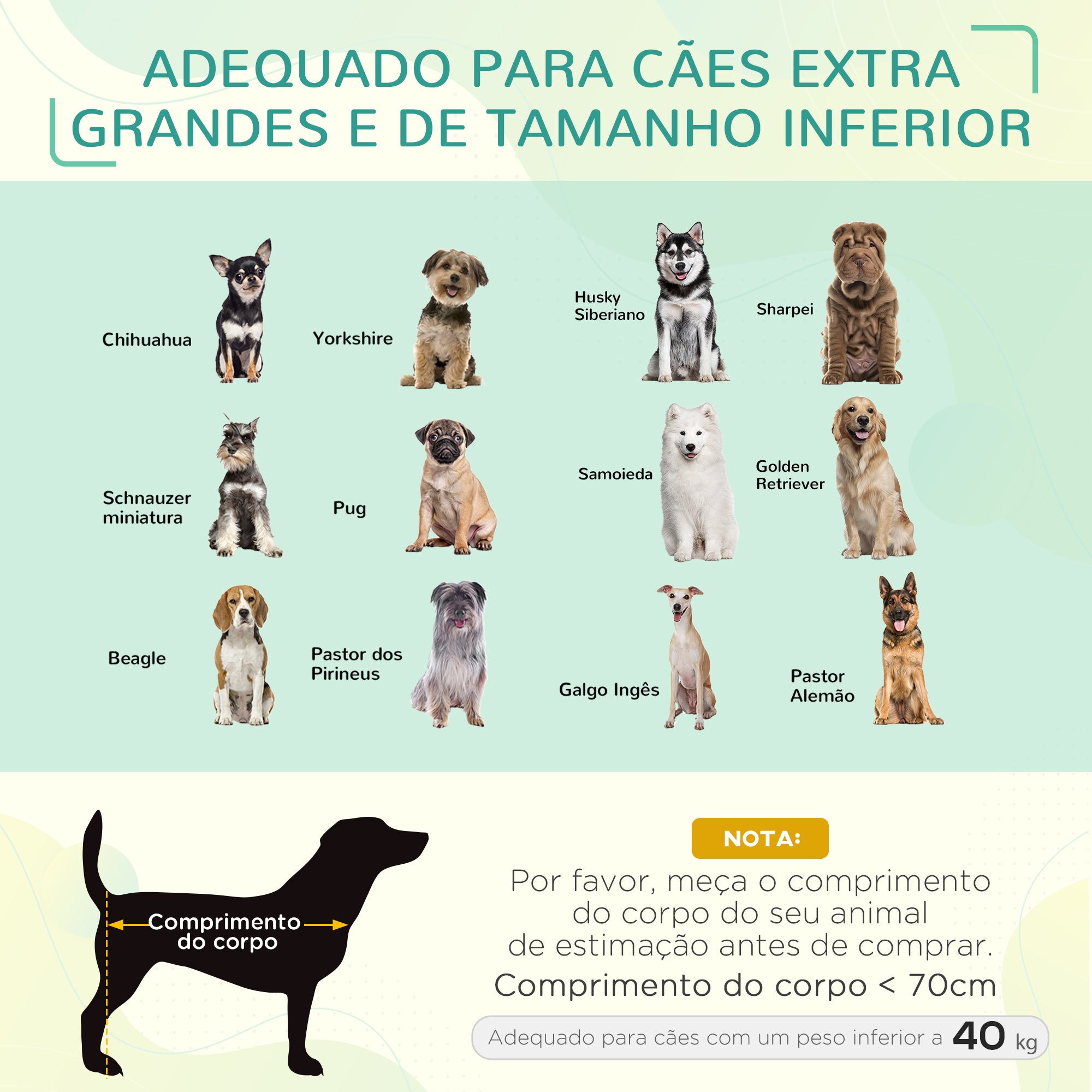 Cama Elevada para Animais de Estimação – 130x90x20 cm – Preto – Metal