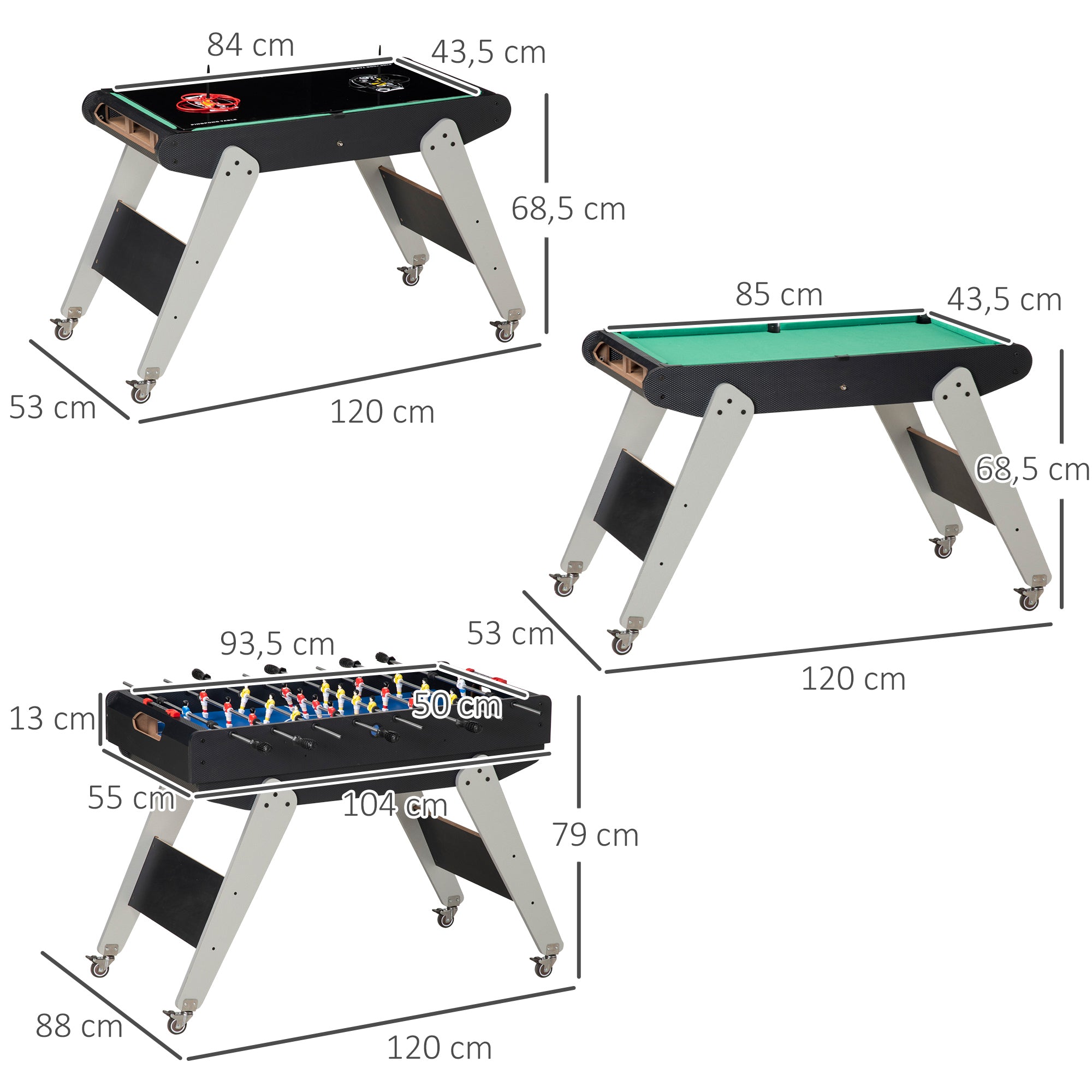 Mesa de Jogos 6 em 1 Multicor 120x88x79 cm
