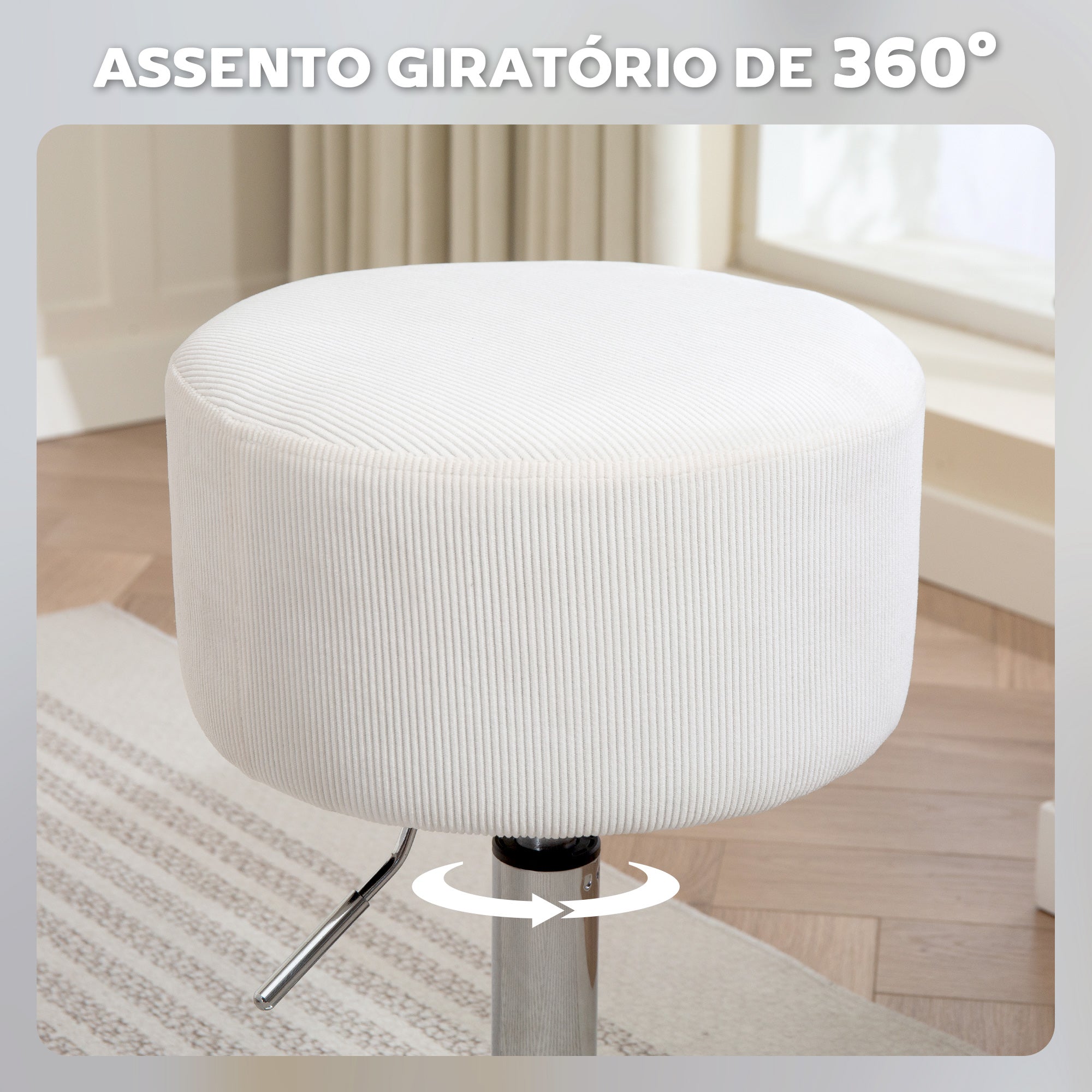 Banco de Bar Giratório Branco Ø38x52-66 cm