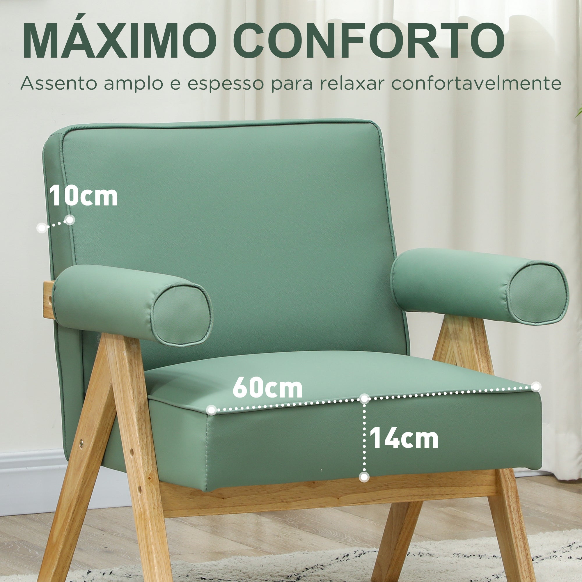 Poltrona Estofada Verde 73x70x80 cm - Conforto e Elegância para a sua Sala de Estar