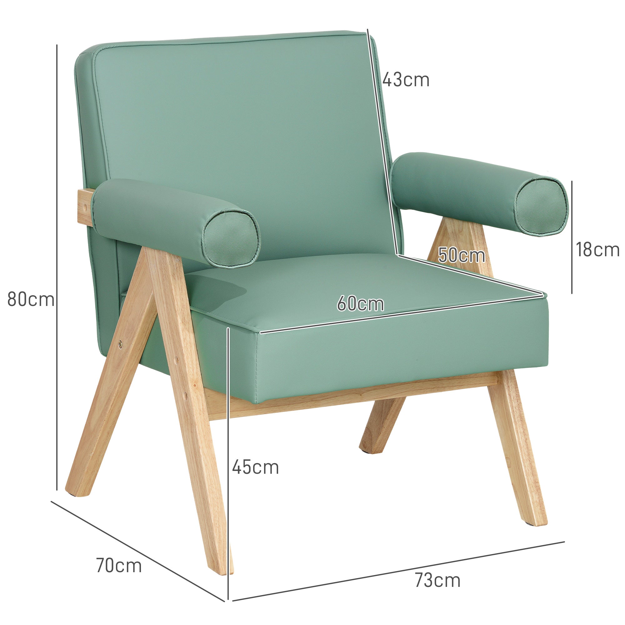 Poltrona Estofada Verde 73x70x80 cm - Conforto e Elegância para a sua Sala de Estar